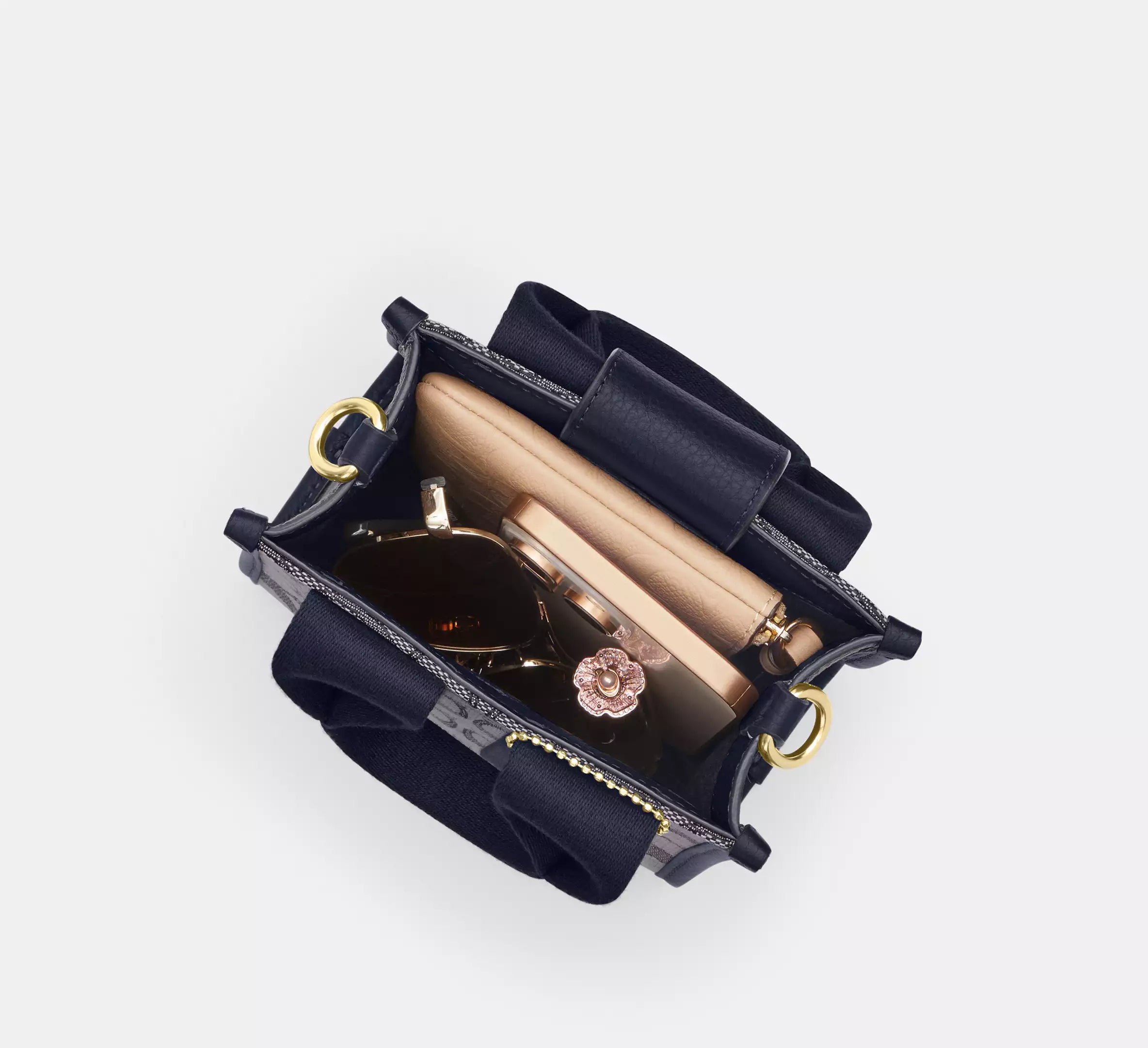 Coach Smith Mini Tote Bag In Signature Jacquard - Gold/Navy