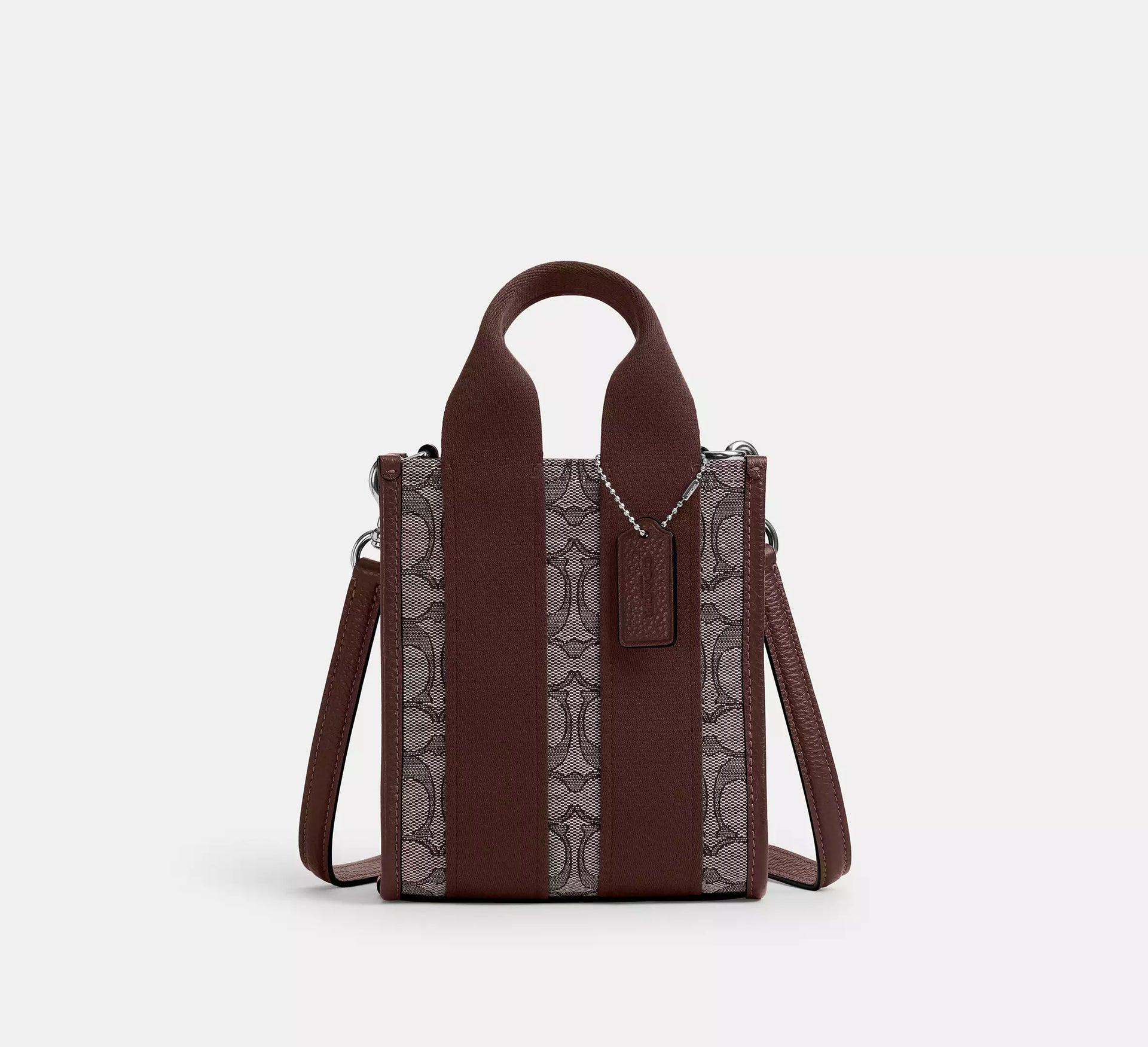バッグ COACH Y2K Signature Mini Boston Bag Coach Smith Mini Tote Bag In Signature Jacquard - Silver/Oak/Maple