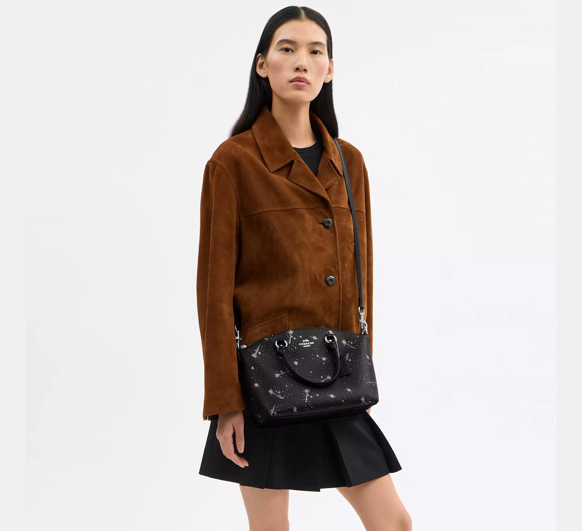 Coach Sadie Satchel Bag With Star Print  - Silver