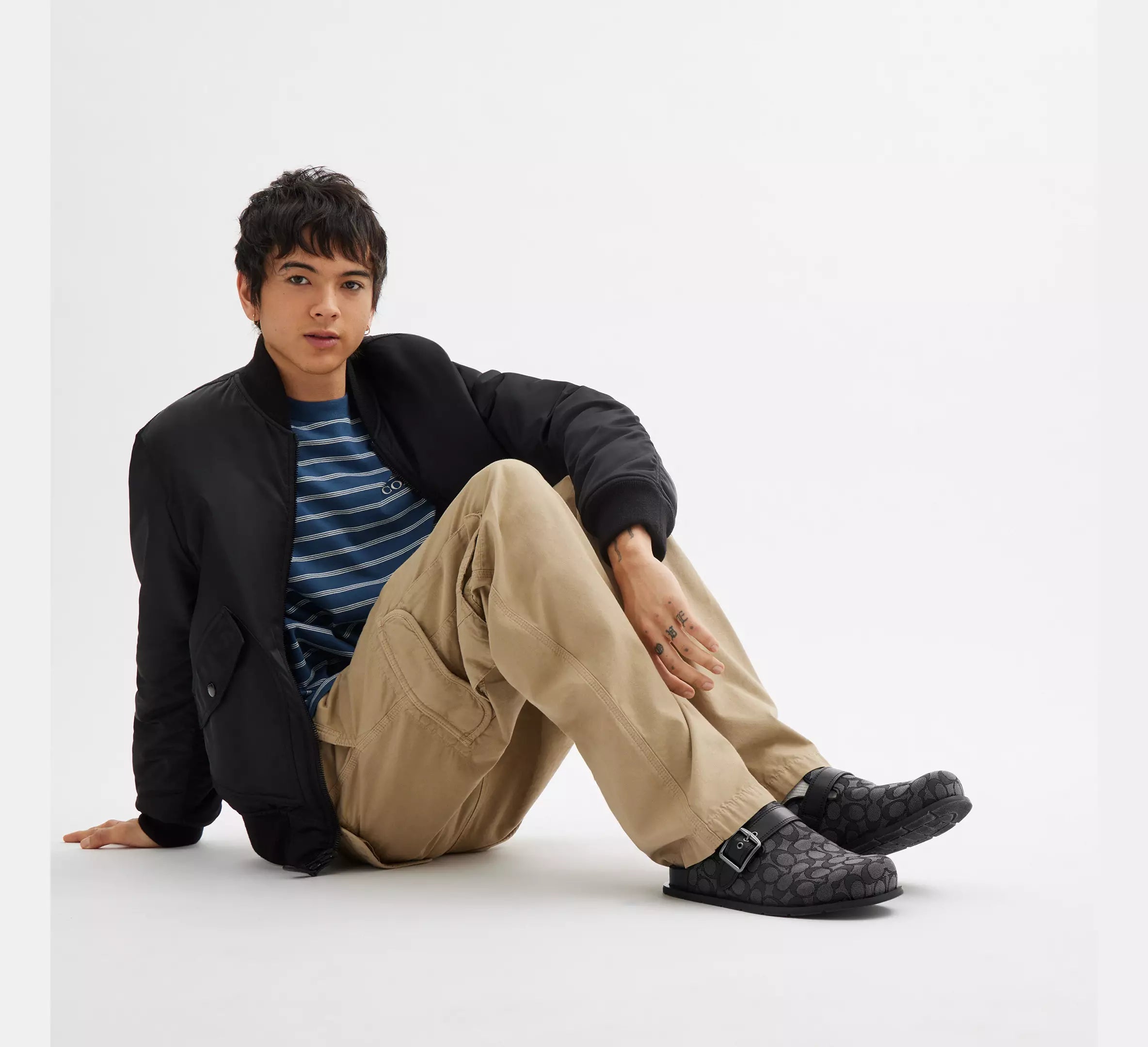 Coach Men's Buckle Clog In Signature Jacquard  -  Graphite/Black