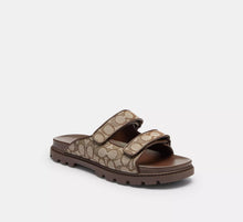 Coach Men's Double Banded Sandal In Signature Jacquard  -   Oak/Maple