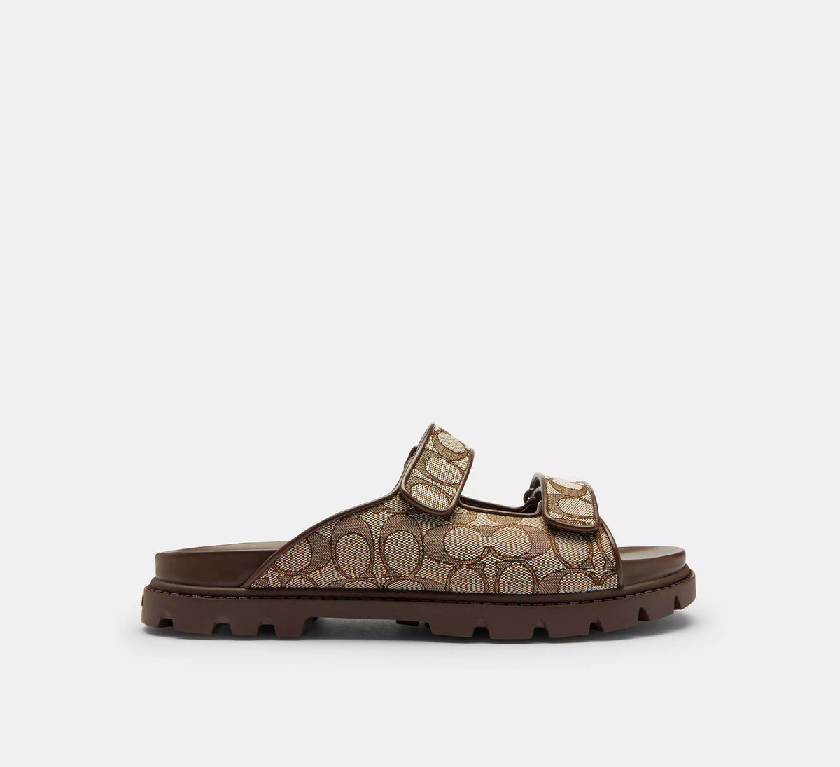 Coach Men's Double Banded Sandal In Signature Jacquard  -   Oak/Maple