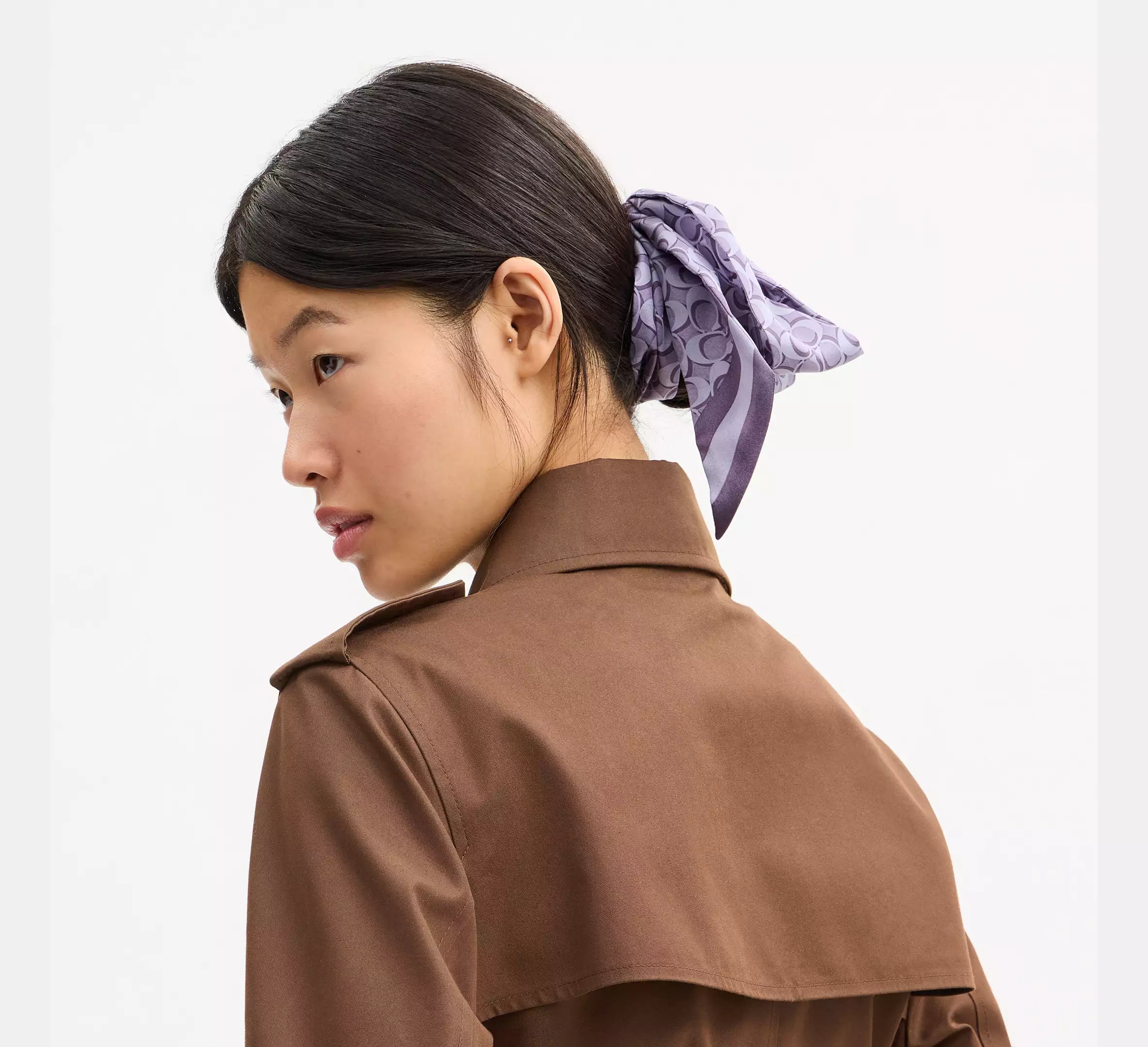 Coach Signature Silk Skinny Scarf - Violet Mist