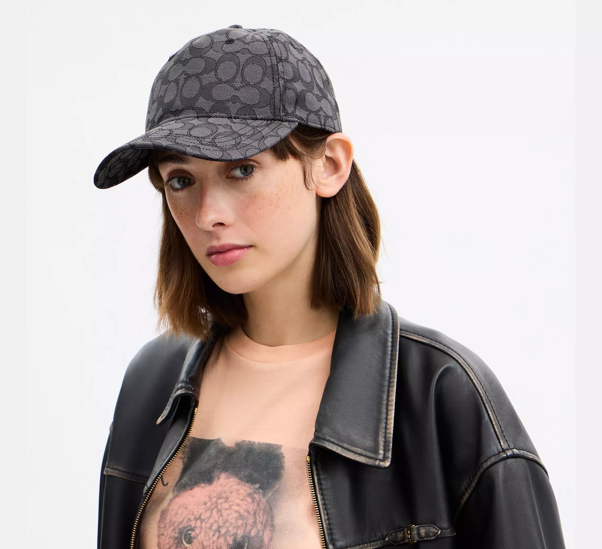 Coach Signature Jacquard Baseball Hat  -  Charcoal