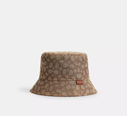 Coach Signature Jacquard Bucket Hat  -  Tan