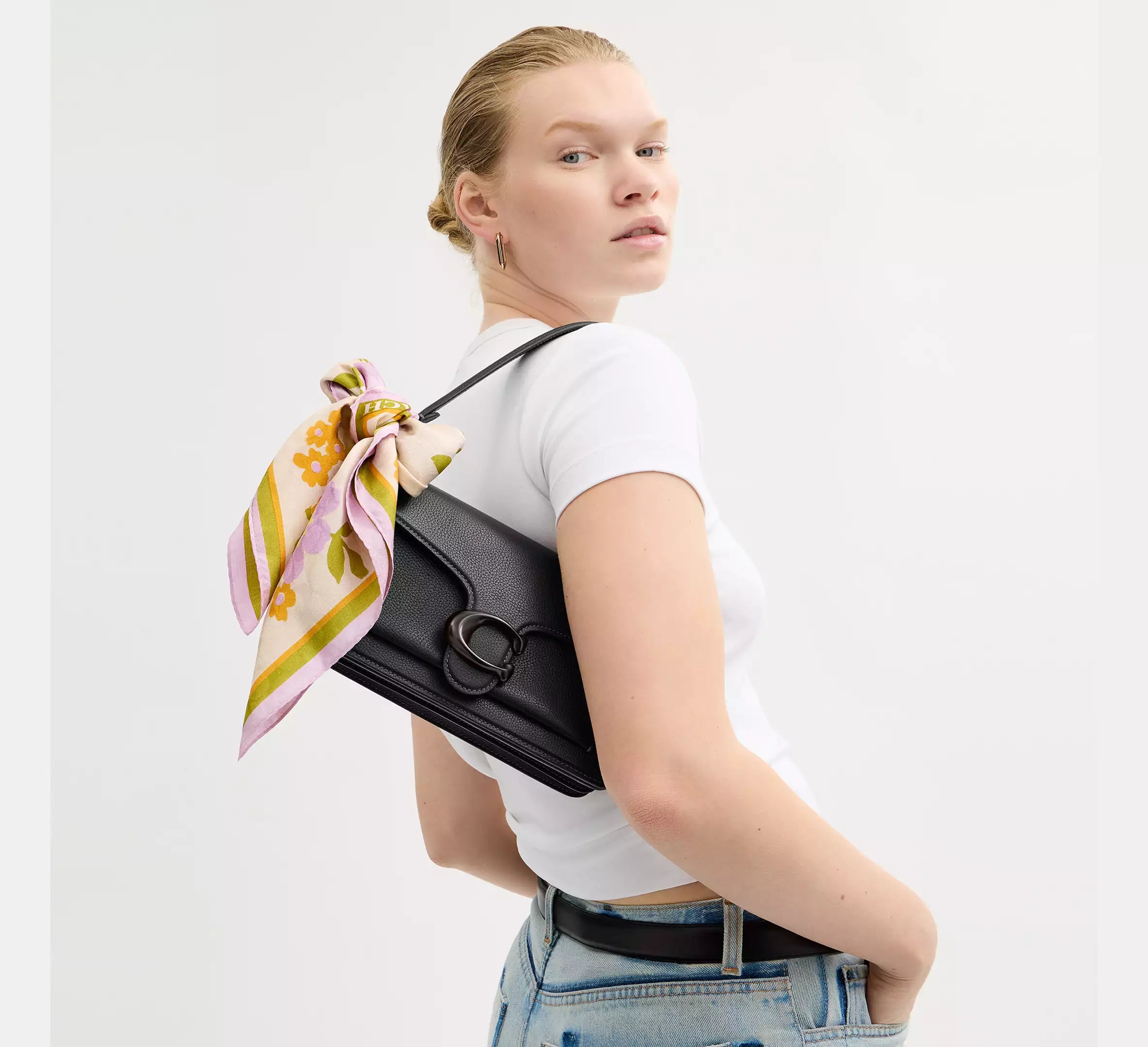 Coach Signature Floral Print Silk Bandana - Sand Multi