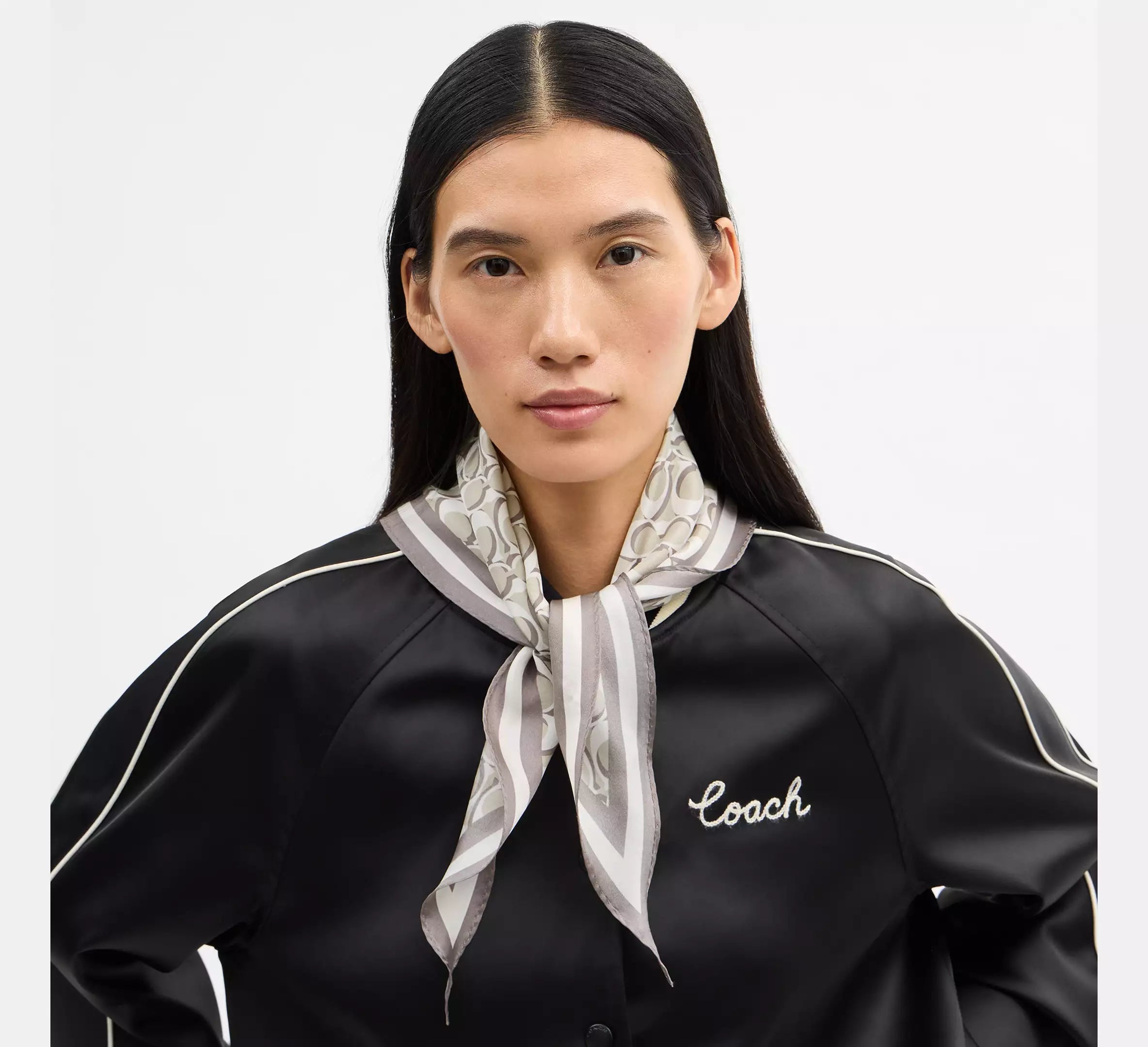 Coach Signature Silk Diamond Scarf  -  Bone