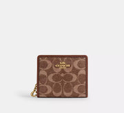 Coach Snap Wallet In Signature Chenille -  Gold/Light Khaki/Vintage Brown