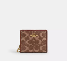 Coach Snap Wallet In Signature Chenille -  Gold/Light Khaki/Vintage Brown