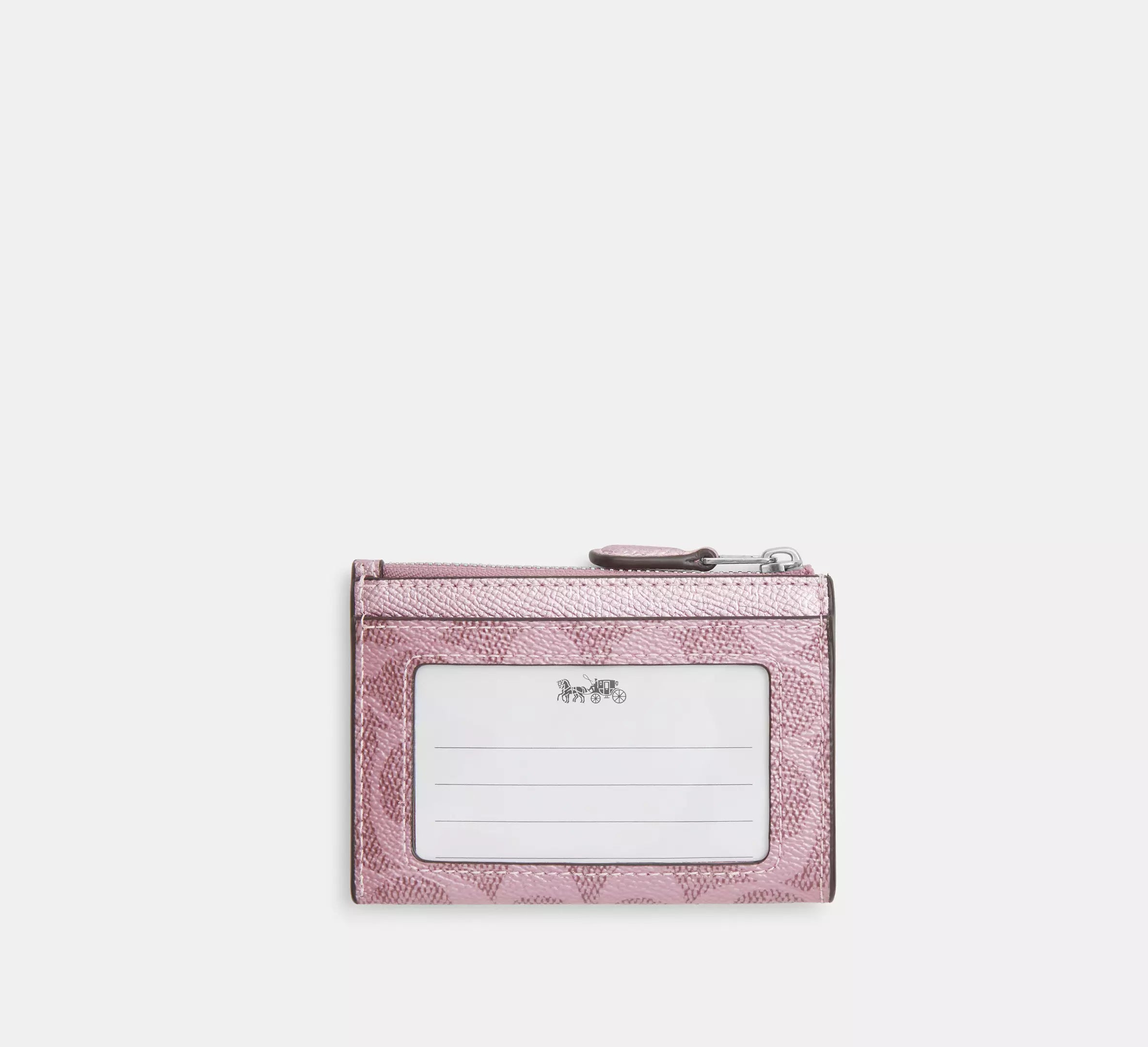 Coach Mini Skinny Id Case In Signature - Sv/Pink/Rose