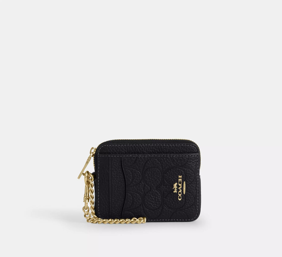 Coach Zip Card Case In Signature Leather - Gold/Black