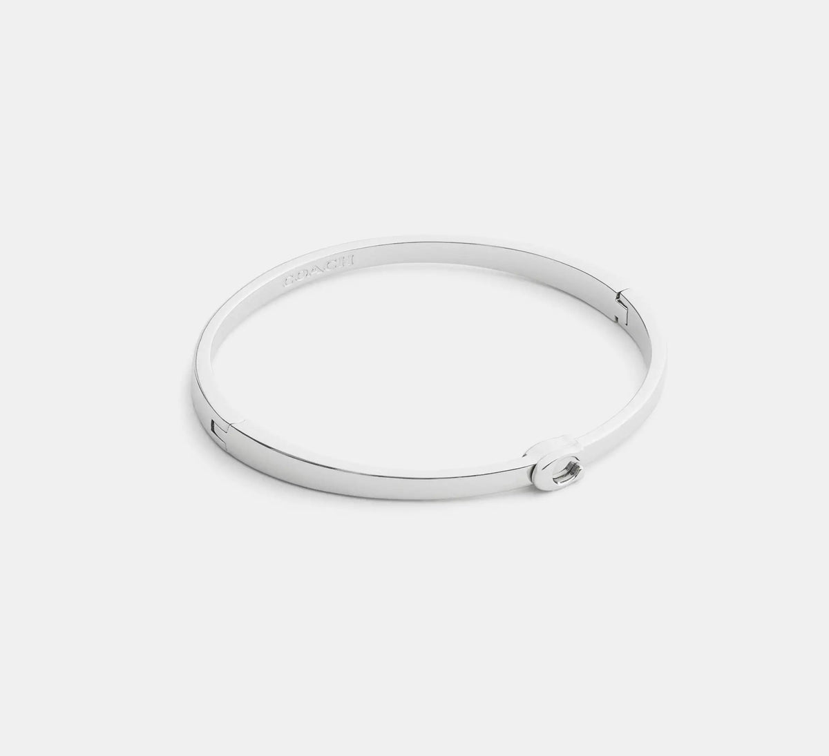 Coach Thin Signature Hinged Bangle  -   Silver