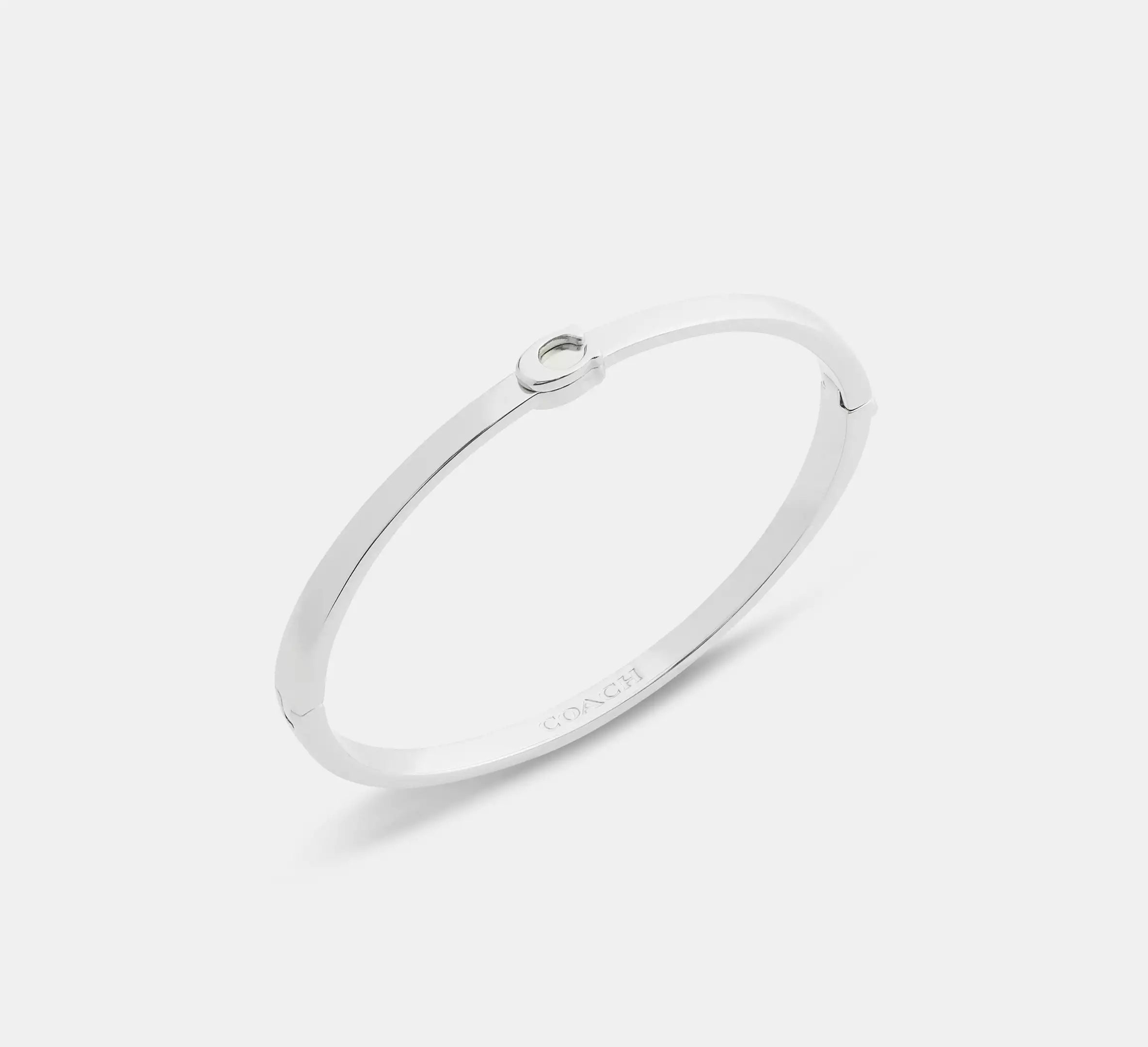 Coach Thin Signature Hinged Bangle  -   Silver