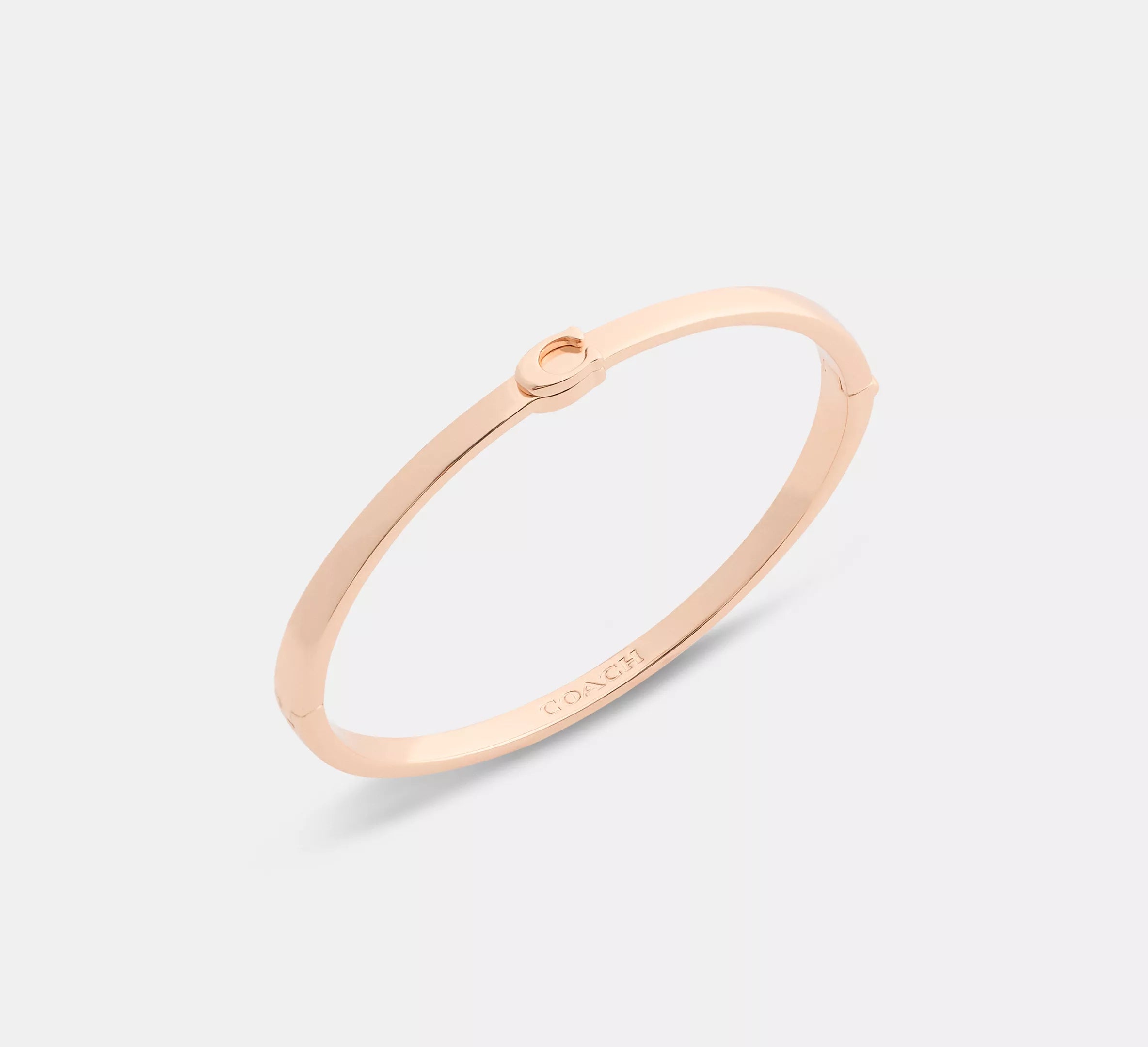 Coach Thin Signature Hinged Bangle  -   Rose Gold