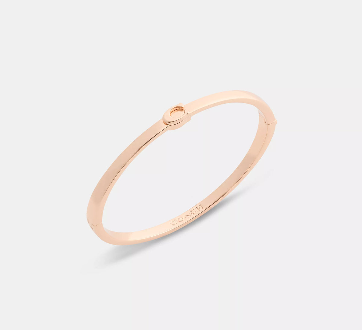 Coach Thin Signature Hinged Bangle  -   Rose Gold