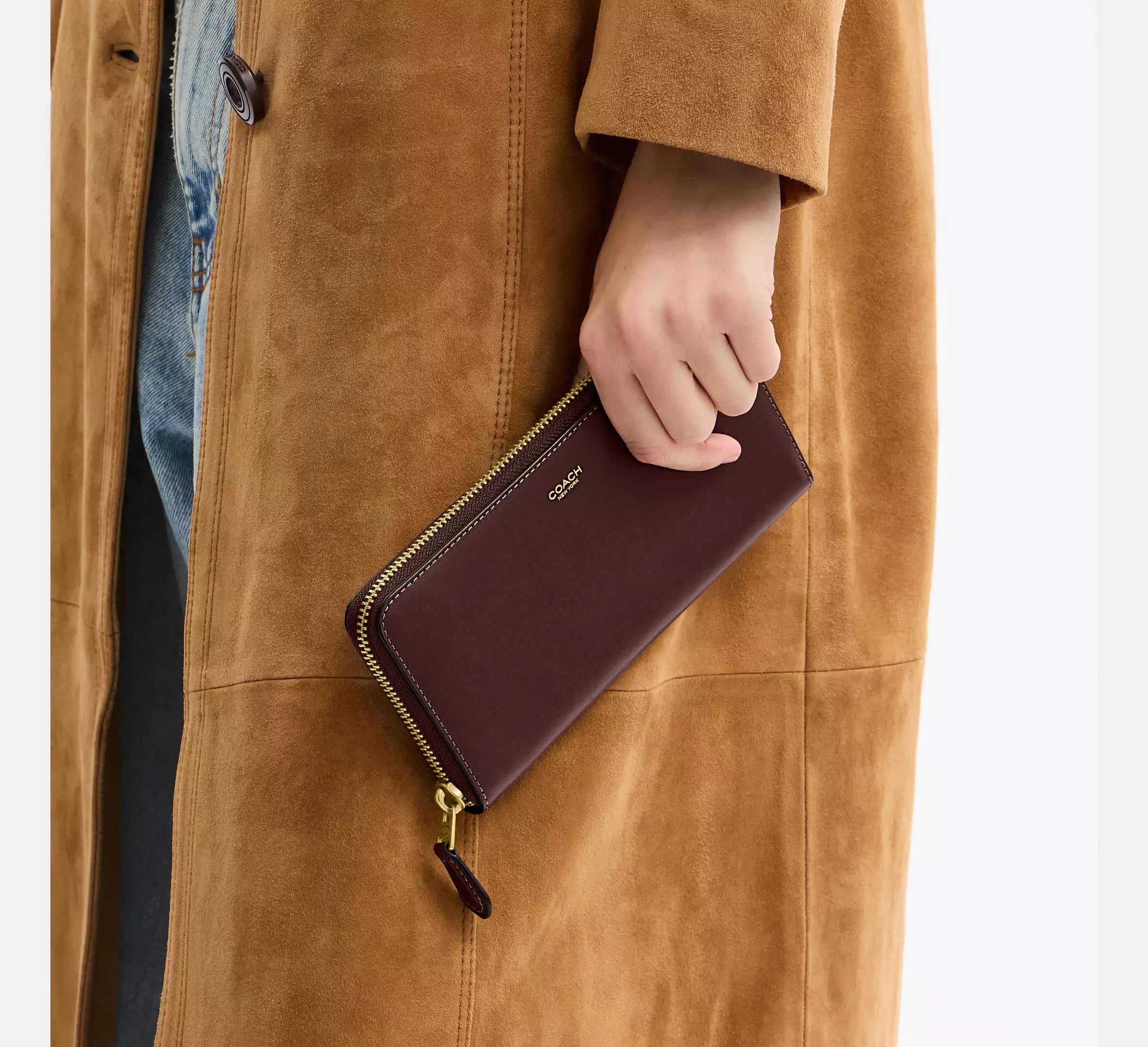 Coach New York Slim Accordion Zip Wallet   - SEZON  -   Brass/Maple