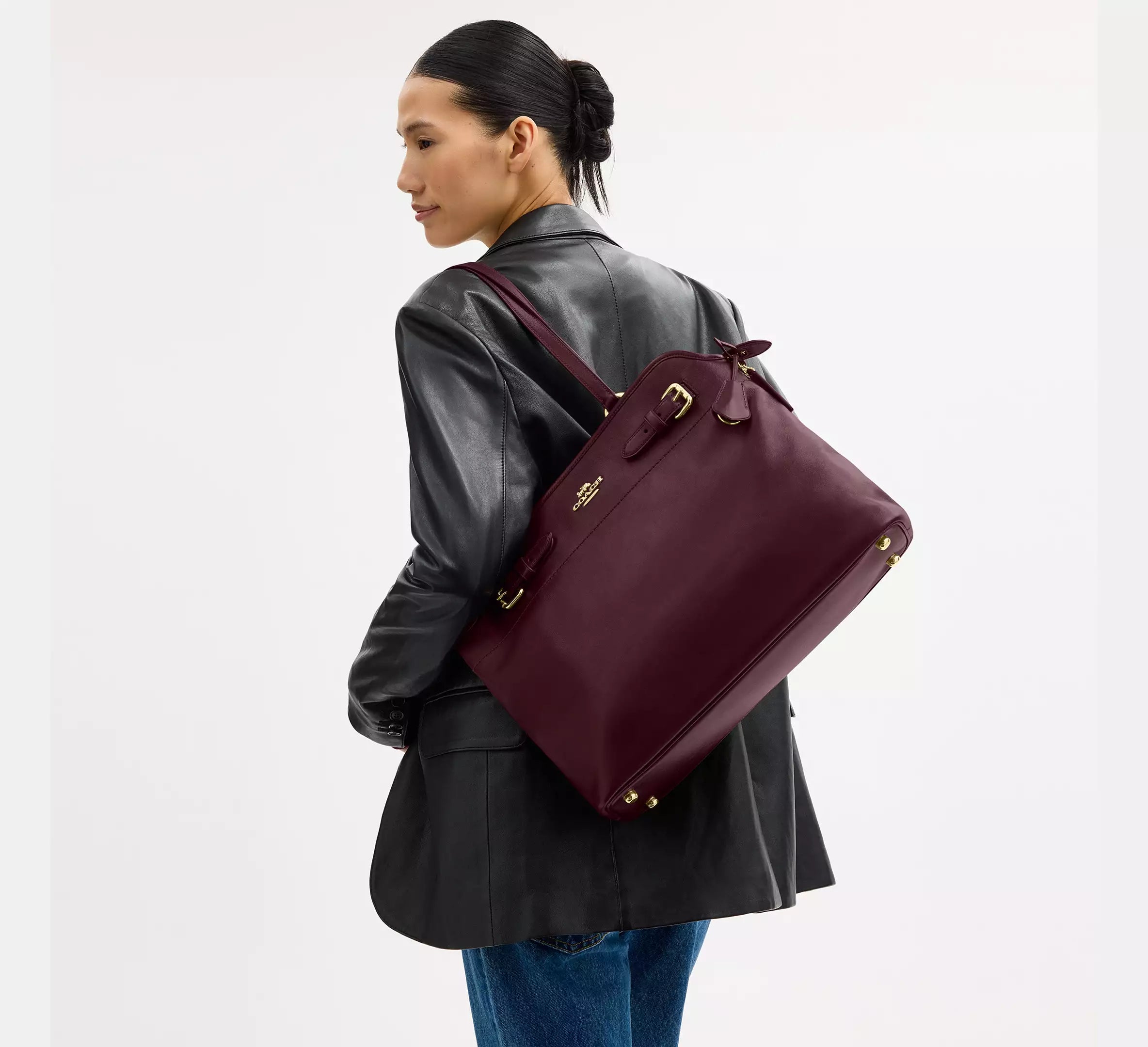 Coach Easton Tote Bag  - Gold/Dark Wine
