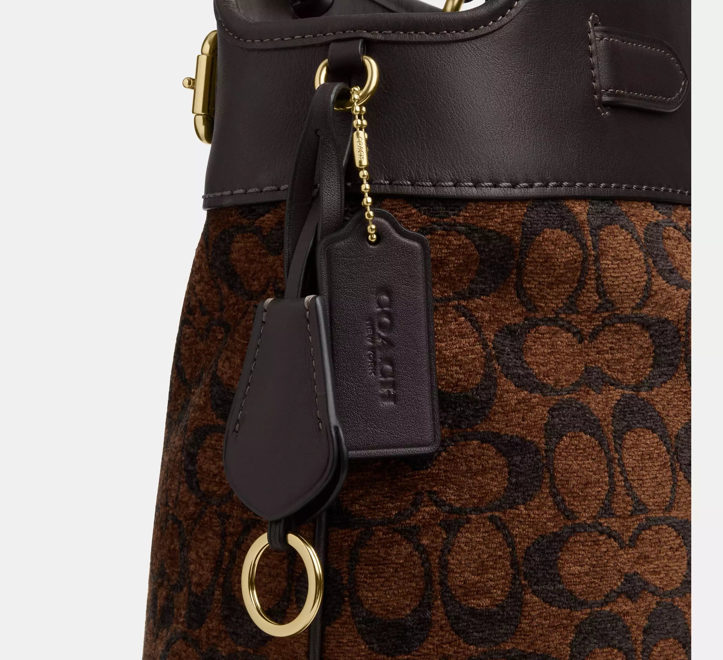 Coach Easton Tote Bag In Signature Chenille - Gold/Truffle