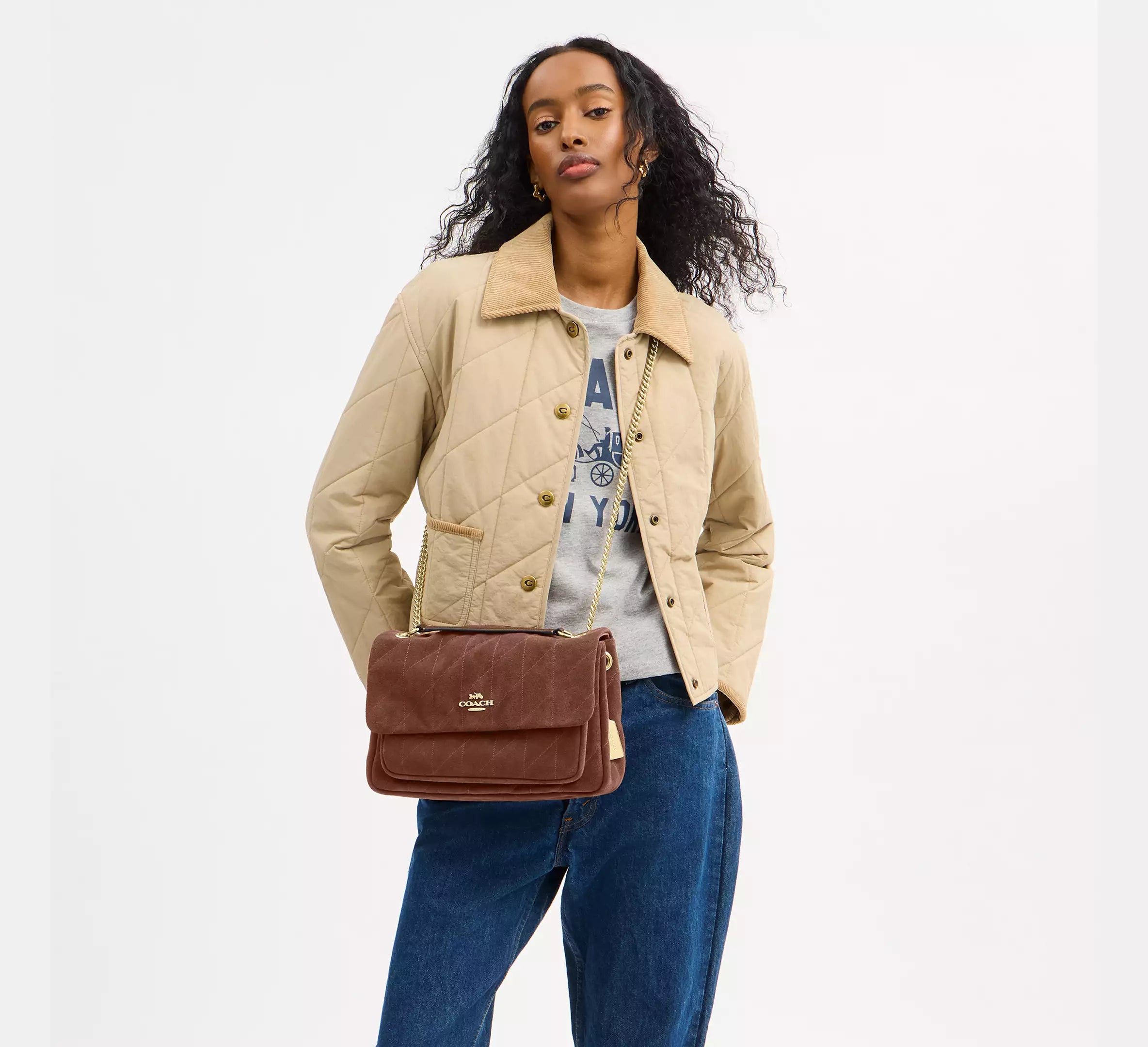 Coach Elodie Crossbody Bag With Quilting - Gold/Vintage Brown/Maple