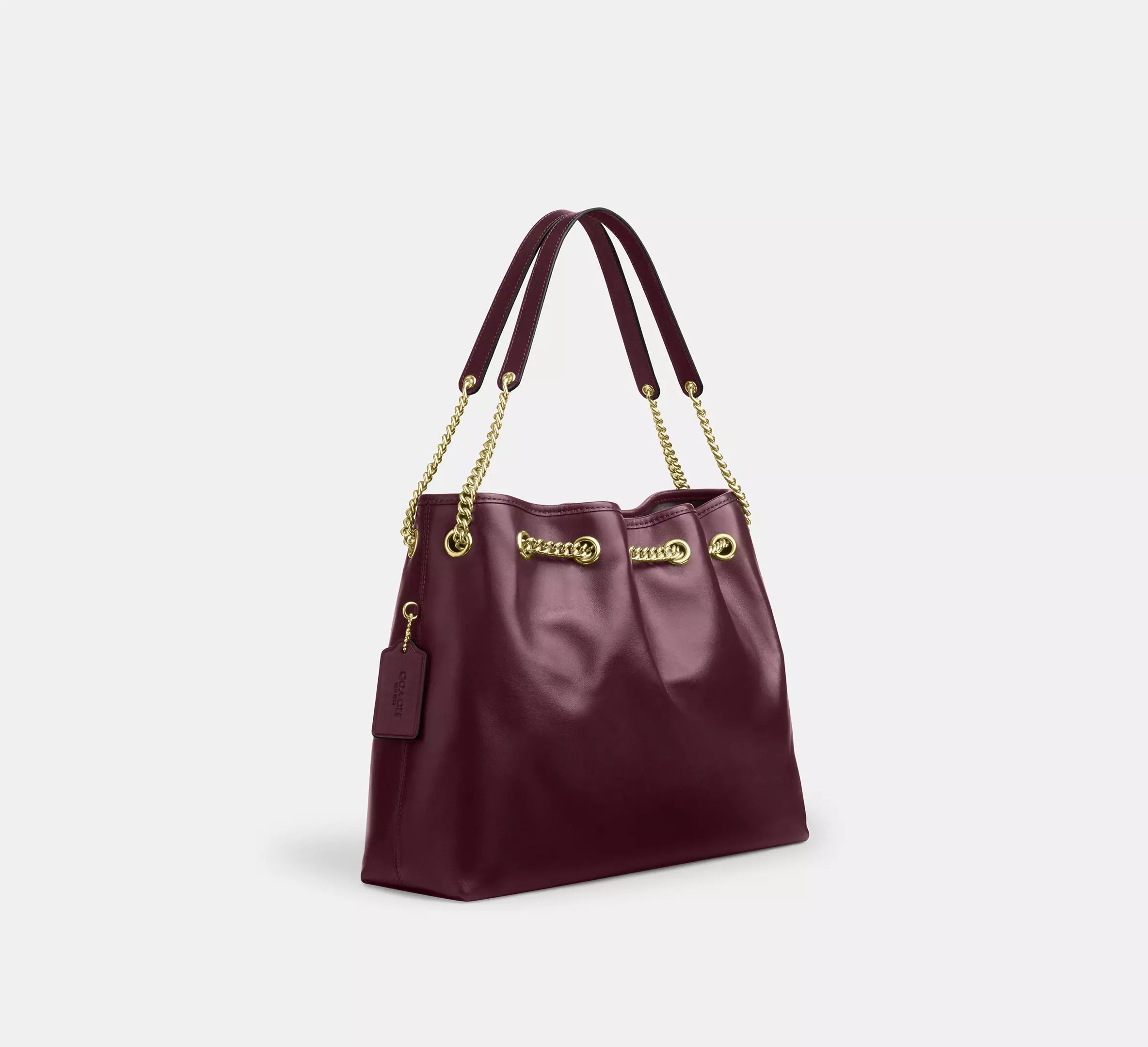Coach Evelyn Shoulder Bag - Gold/Dark Wine