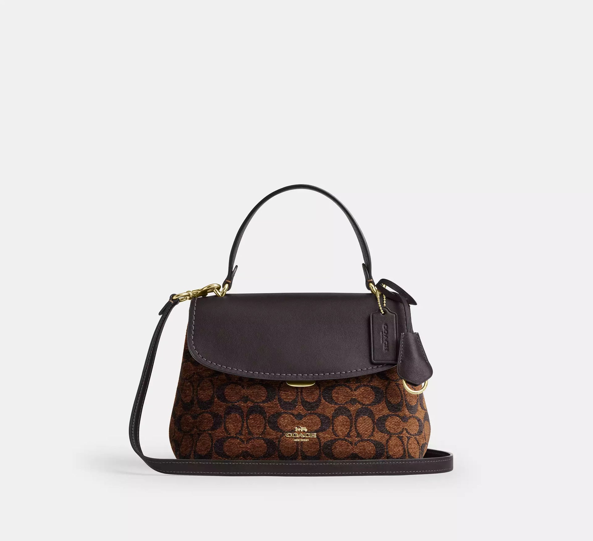 Coach Emory Top Handle Bag In Signature Chenille - Gold/Truffle