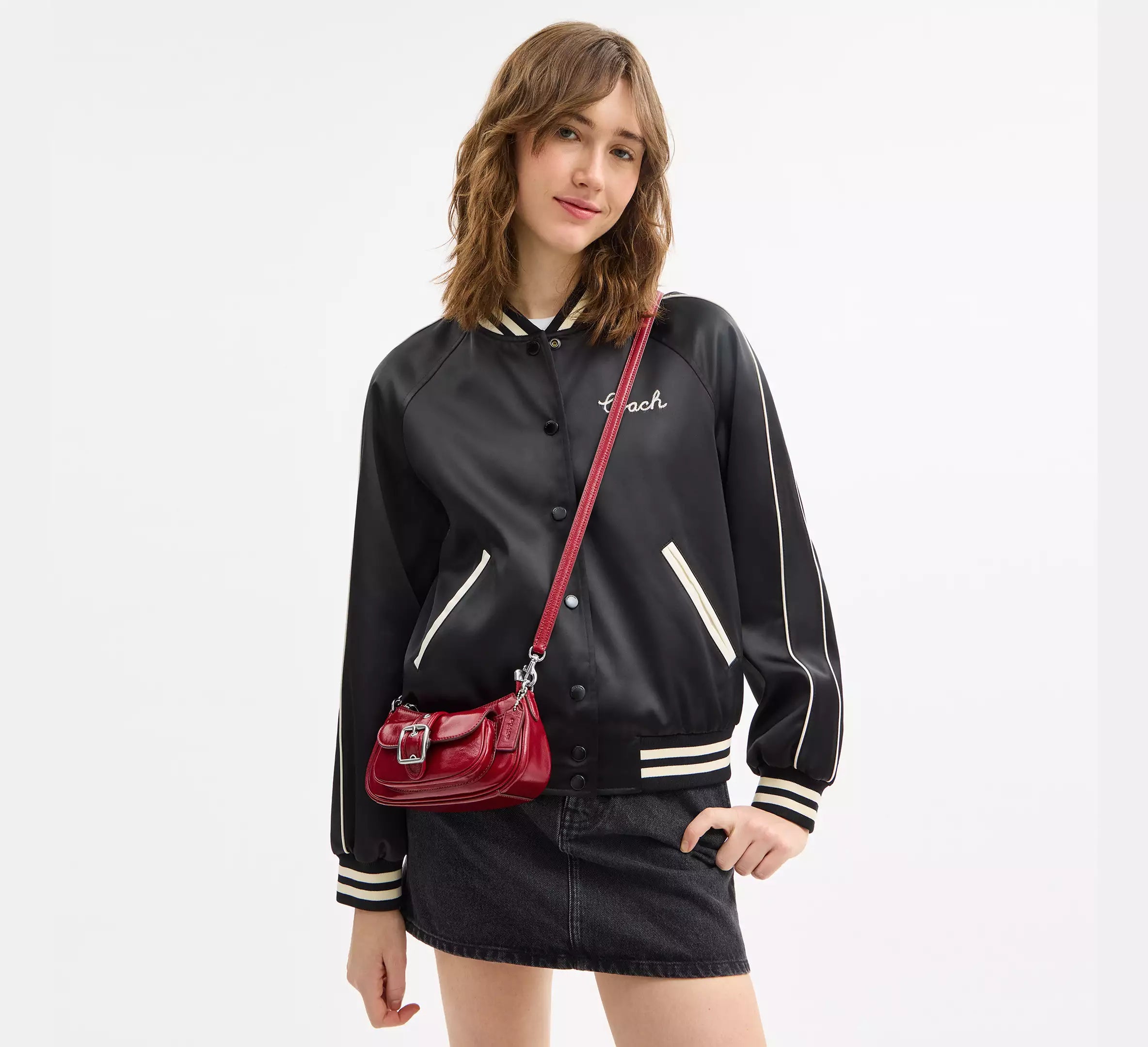 Coach Ashton Mini Shoulder Bag - Silver/Dark Cardinal