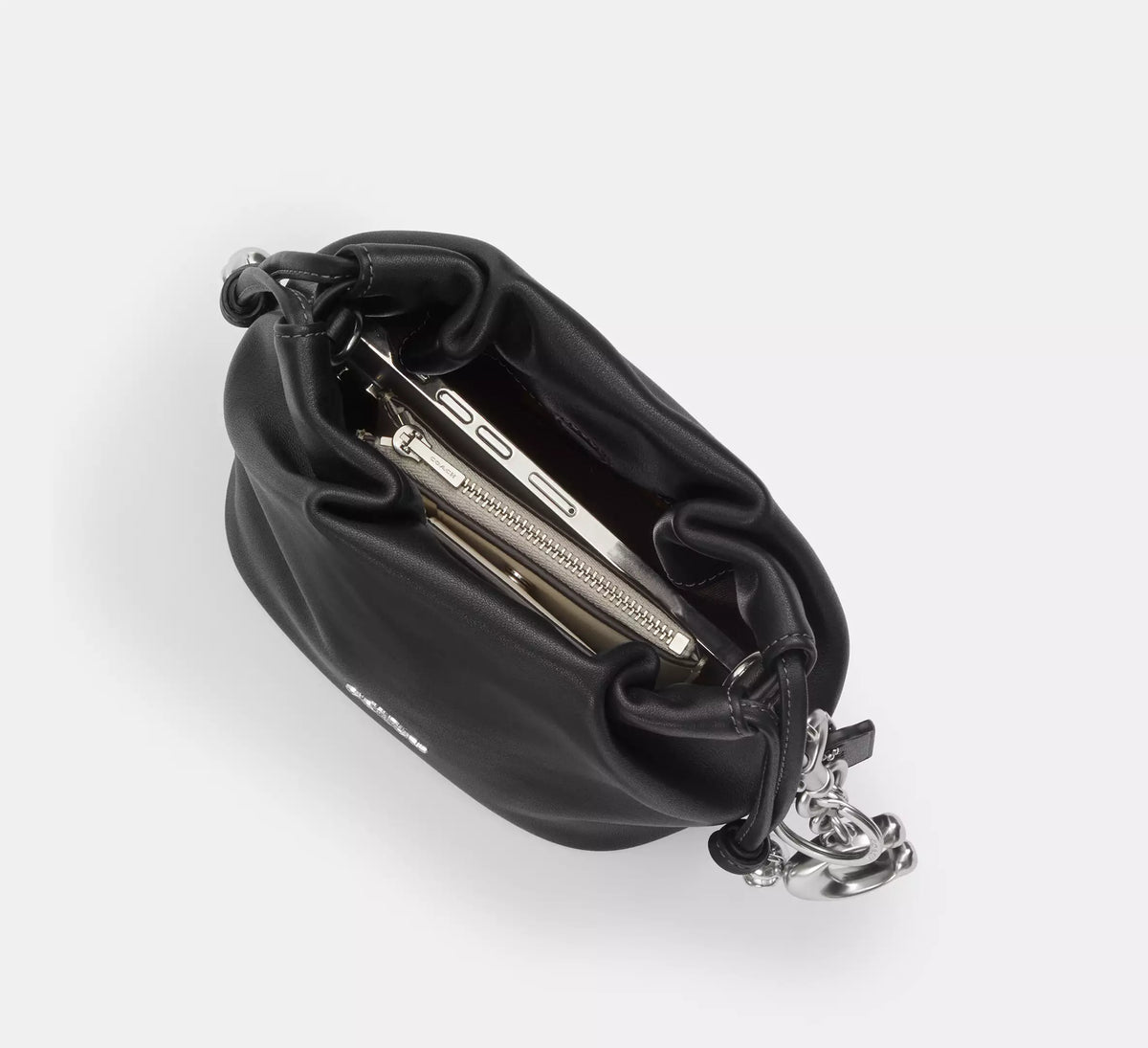 Coach Faye Mini Drawstring Bag  -  Silver/Black