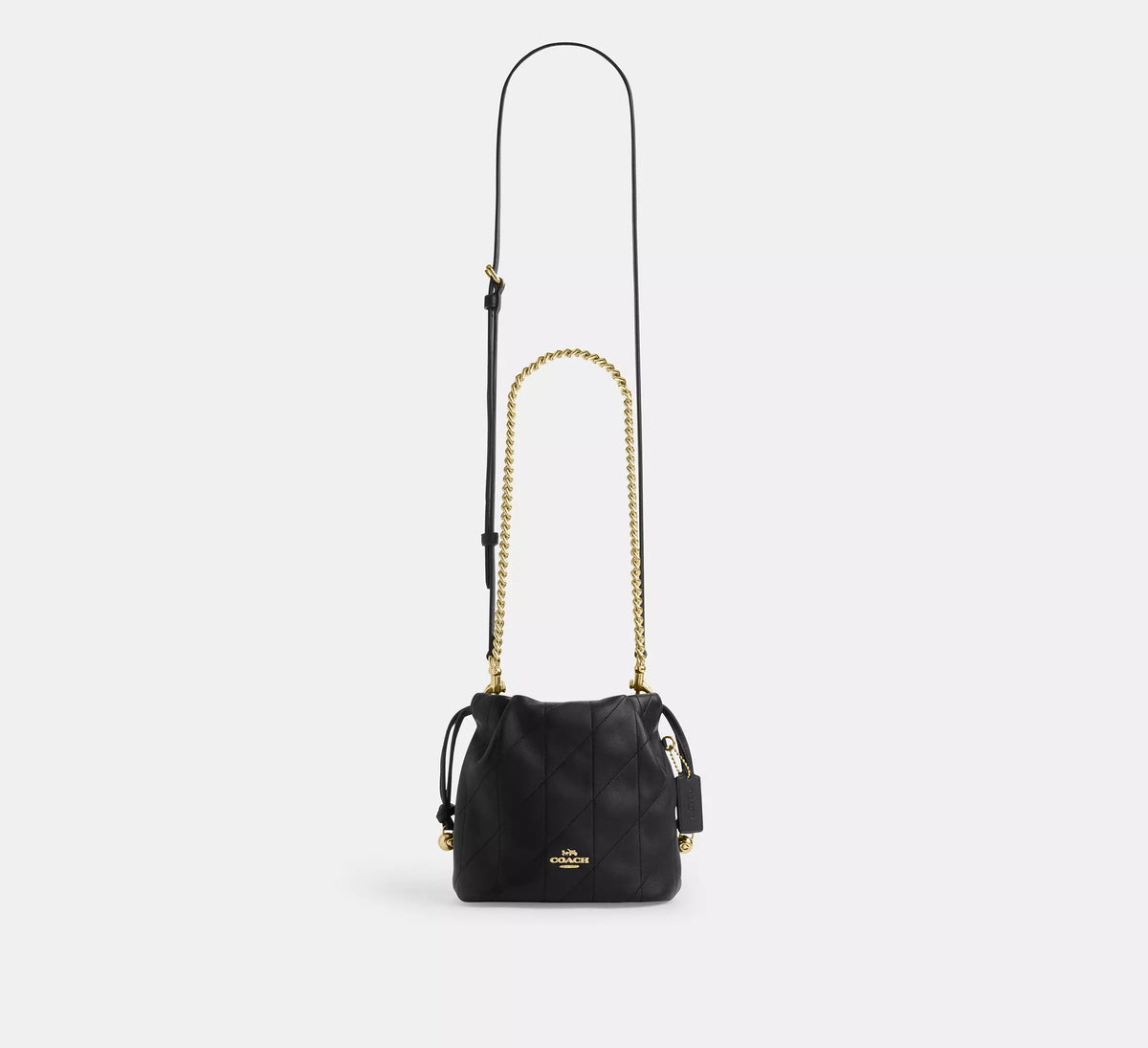Coach Faye Mini Drawstring Bag With Quilting -  Gold/Black