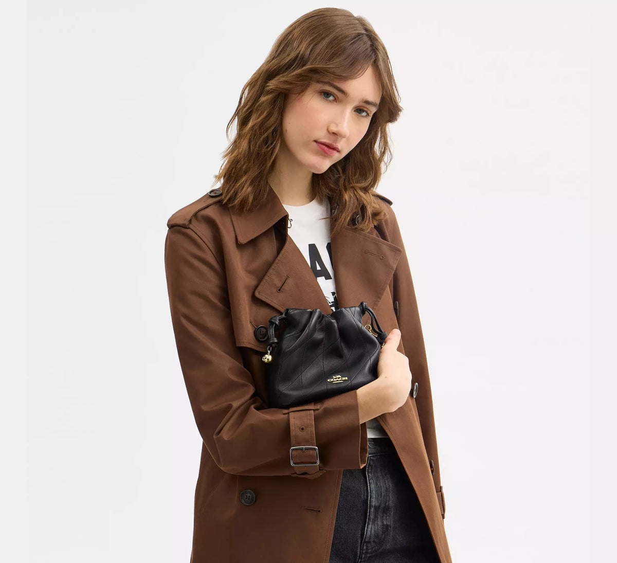 Coach Faye Mini Drawstring Bag With Quilting -  Gold/Black
