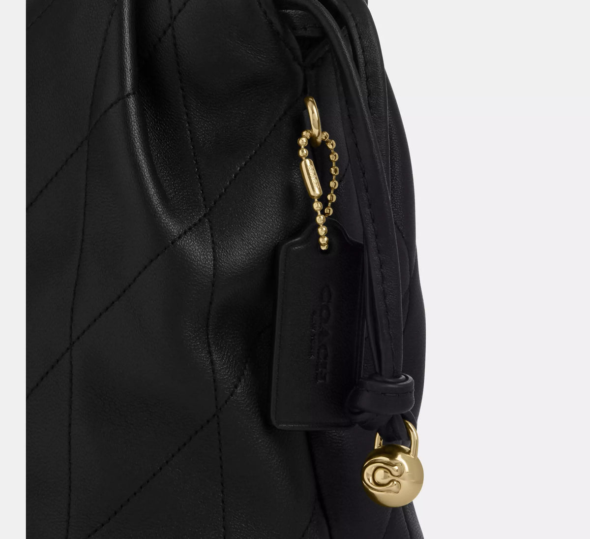 Coach Faye Mini Drawstring Bag With Quilting -  Gold/Black