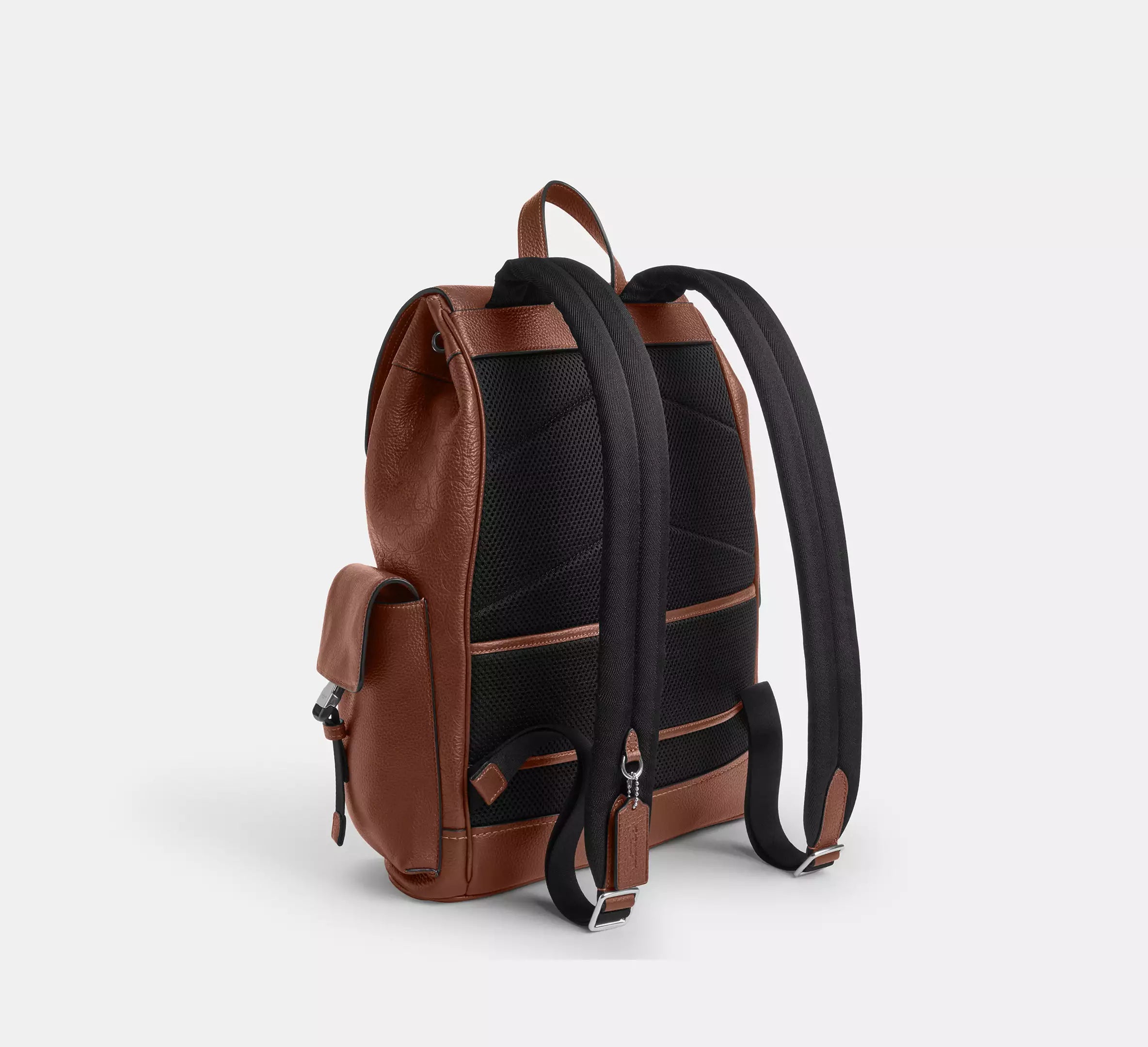 Coach Clark Backpack In Signature Leather - Silver/Vintage Brown