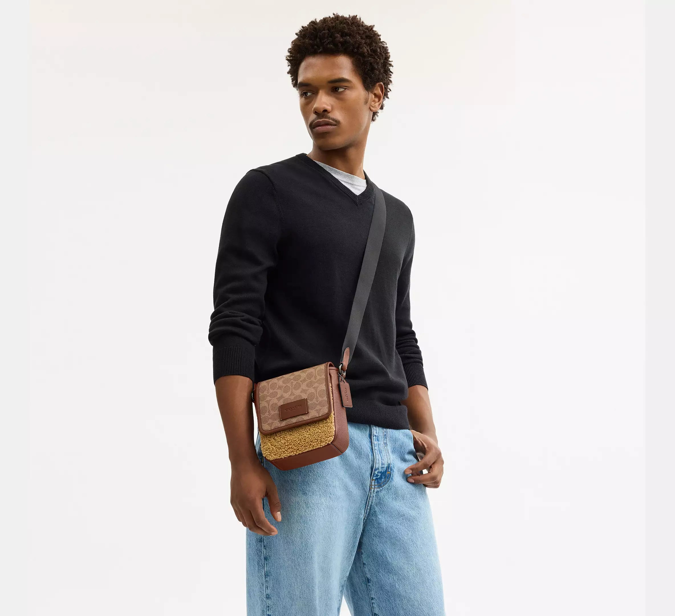 Coach Lucas Crossbody Bag In Signature  -  Gunmetal/Tan/Vintage Brown