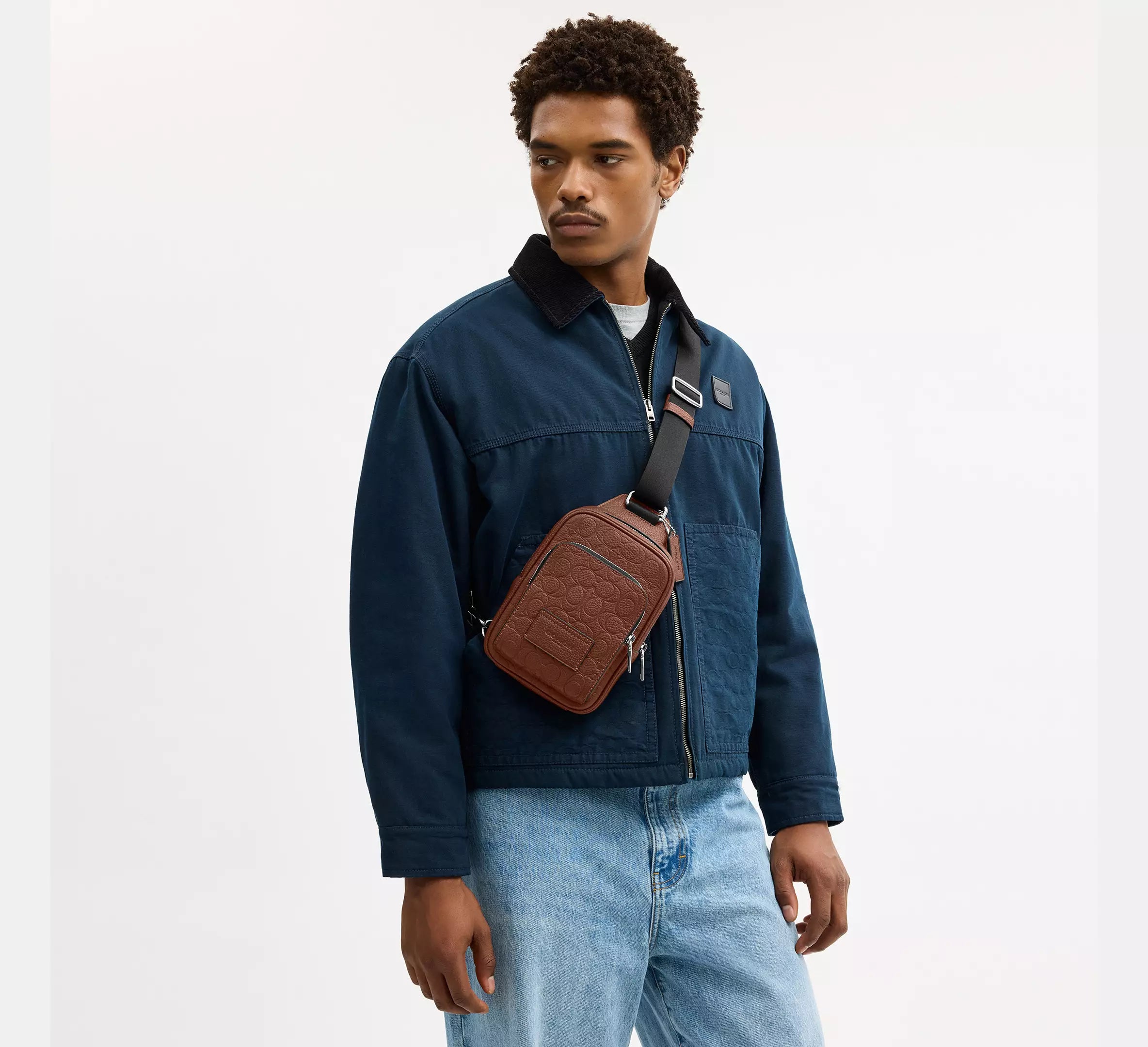 Coach Racer Sling Pack In Signature Leather - Silver