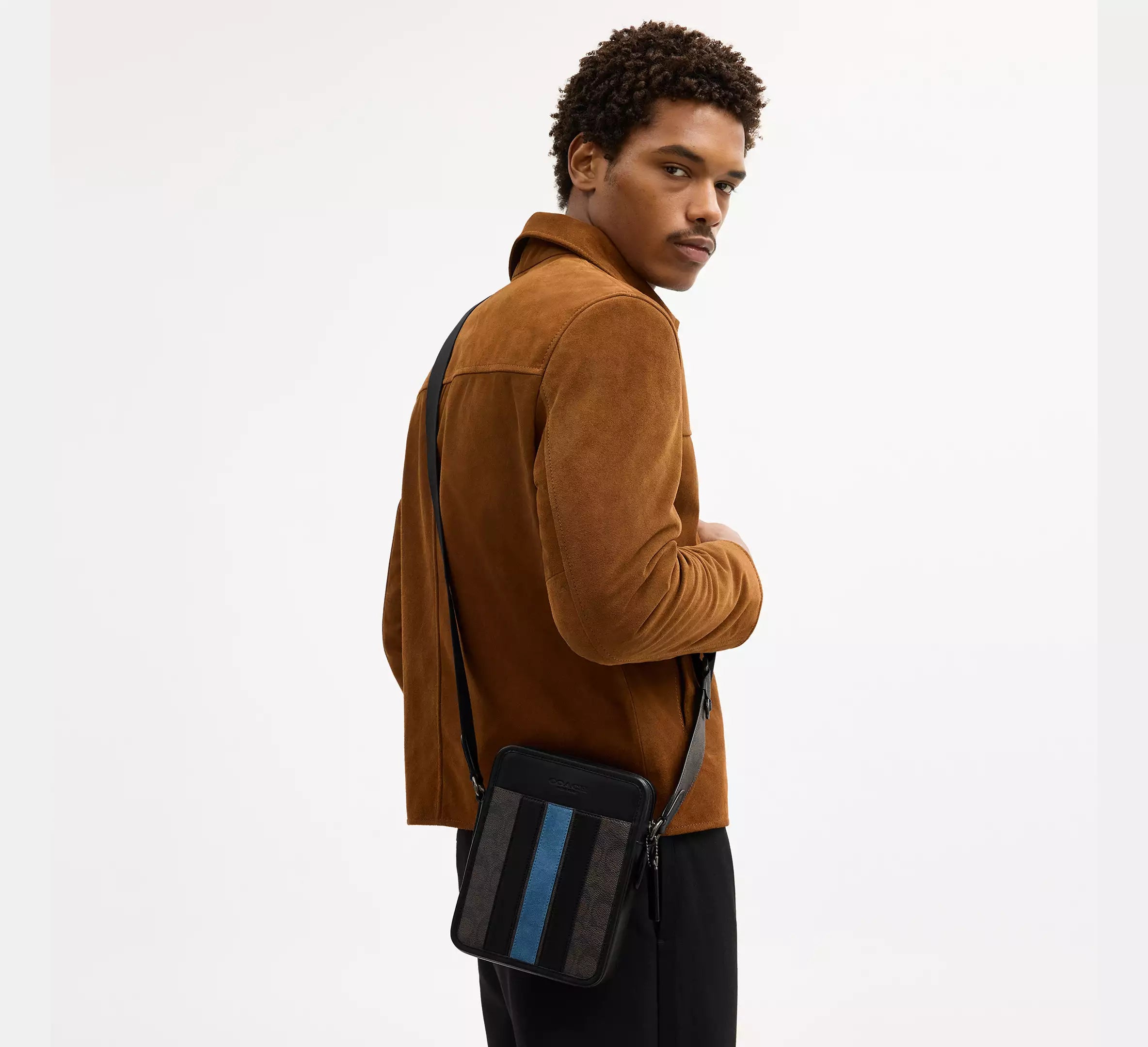 Coach Sullivan Crossbody Bag In Signature Canvas With Varsity Stripe - Gunmetal