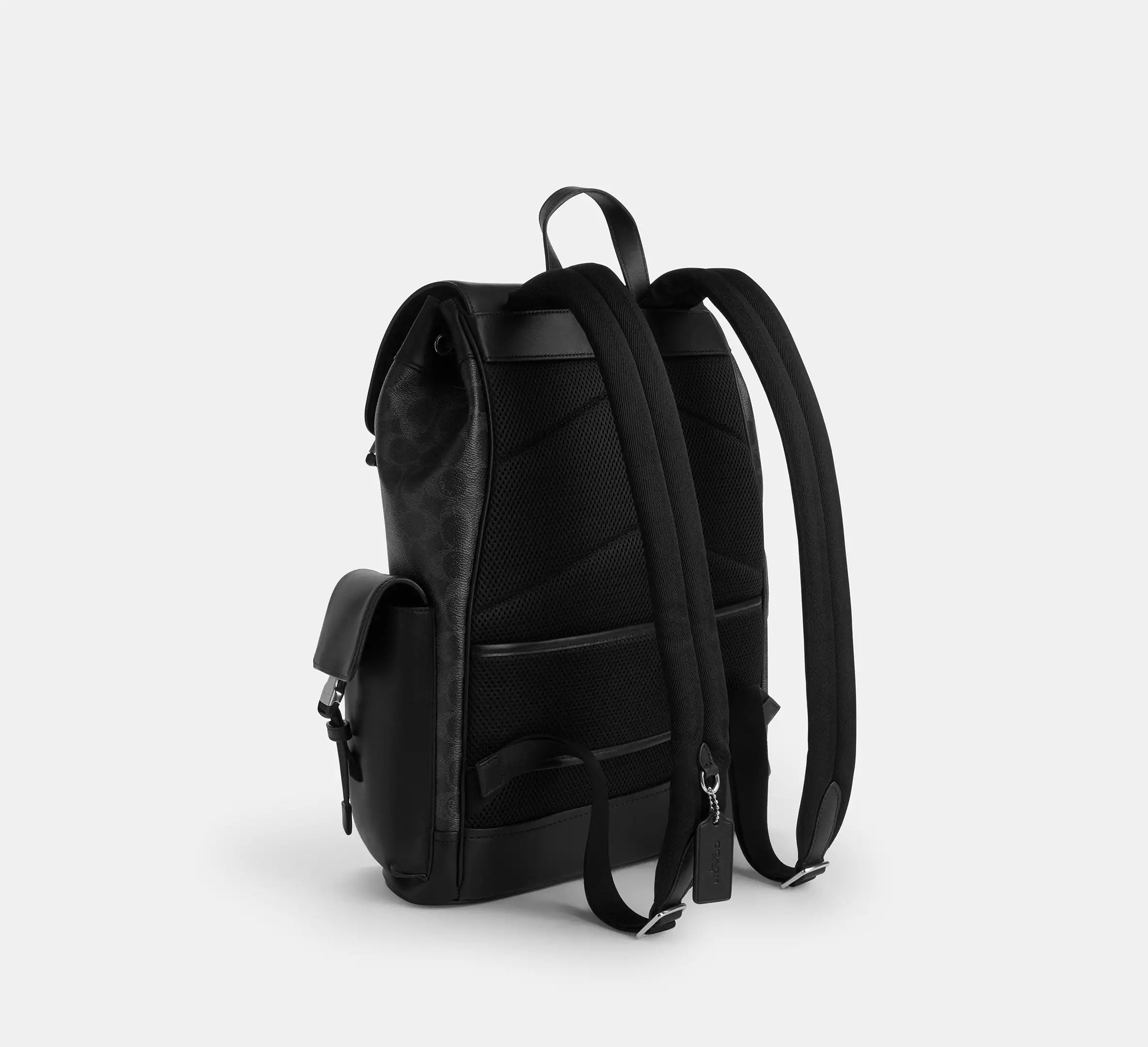 Coach Clark Backpack In Signature Canvas With Varsity Stripe  - Silver/Black Multi