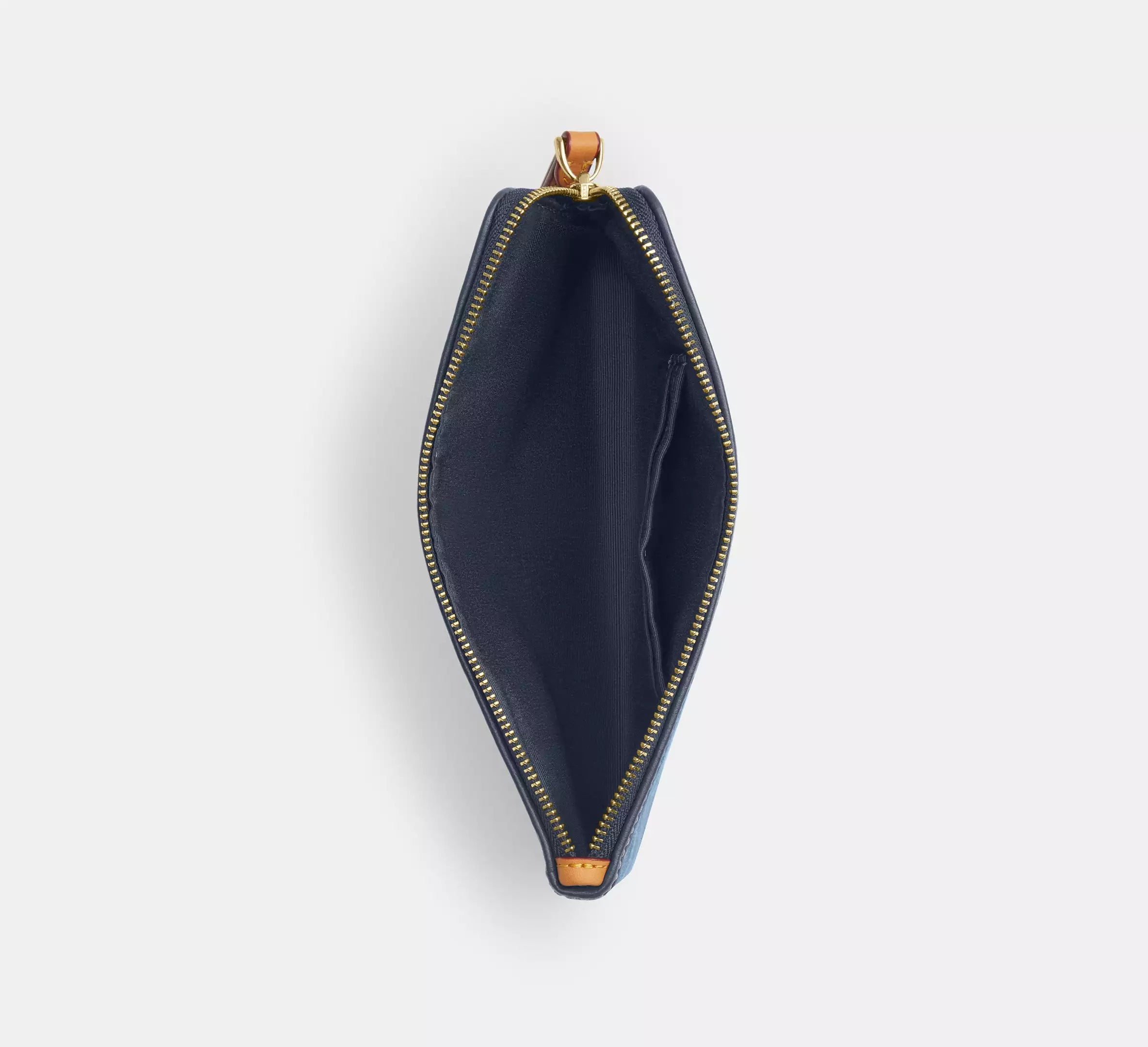 Coach Large Corner Zip Wristlet In Signature Denim - Gold/Indigo