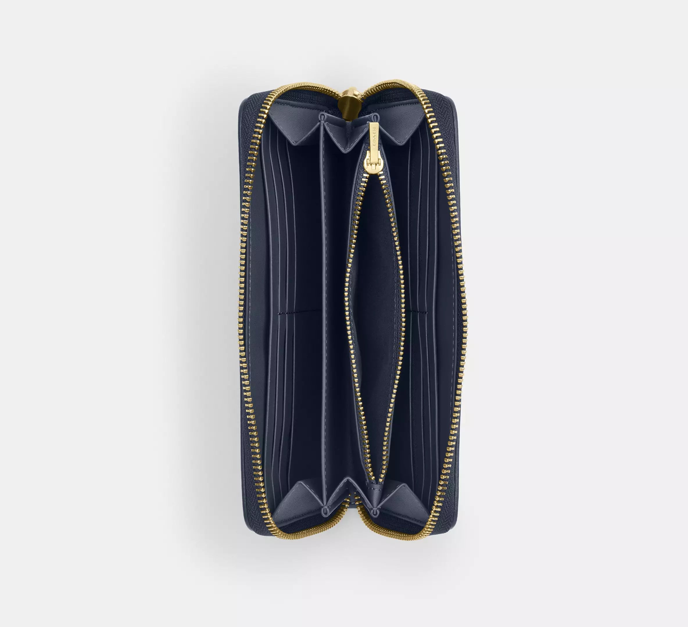 Coach Long Zip Around Wallet In Signature Denim - Gold/Indigo