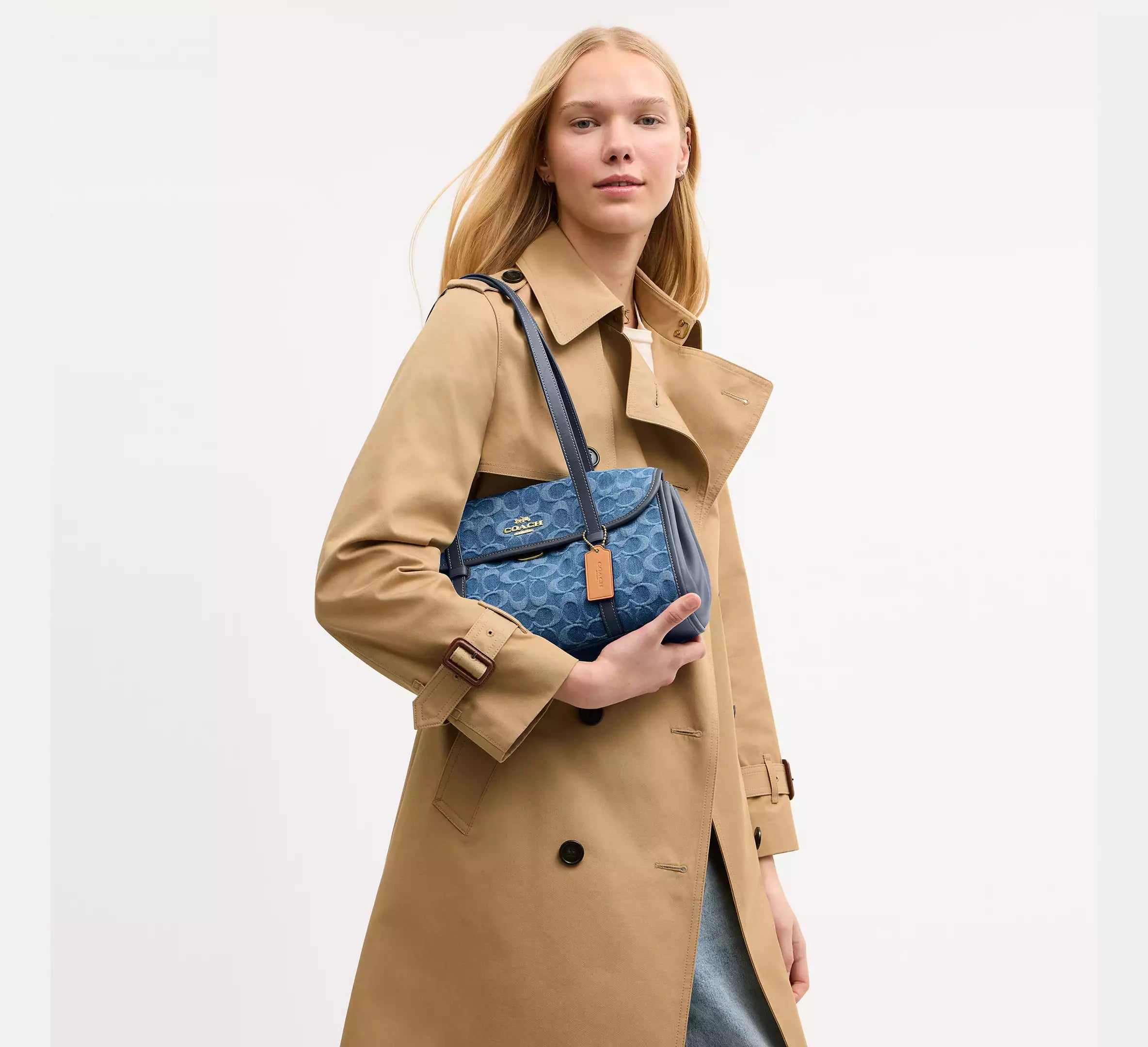 Coach Bridget Flap Shoulder Bag In Signature Denim - Gold/Indigo