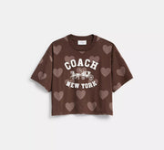 Coach Horse And Carriage Heart Cropped T-Shirt In Organic Cotton  -  Brown