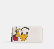 Coach Disney X Coach Essential Accordion Zip Wallet With Pluto  -   Brass/Chalk Multi