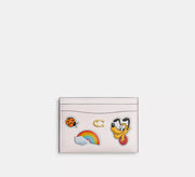 Coach Disney X Coach Essential Card Case With Sticker Print  - Brass/Chalk Multi