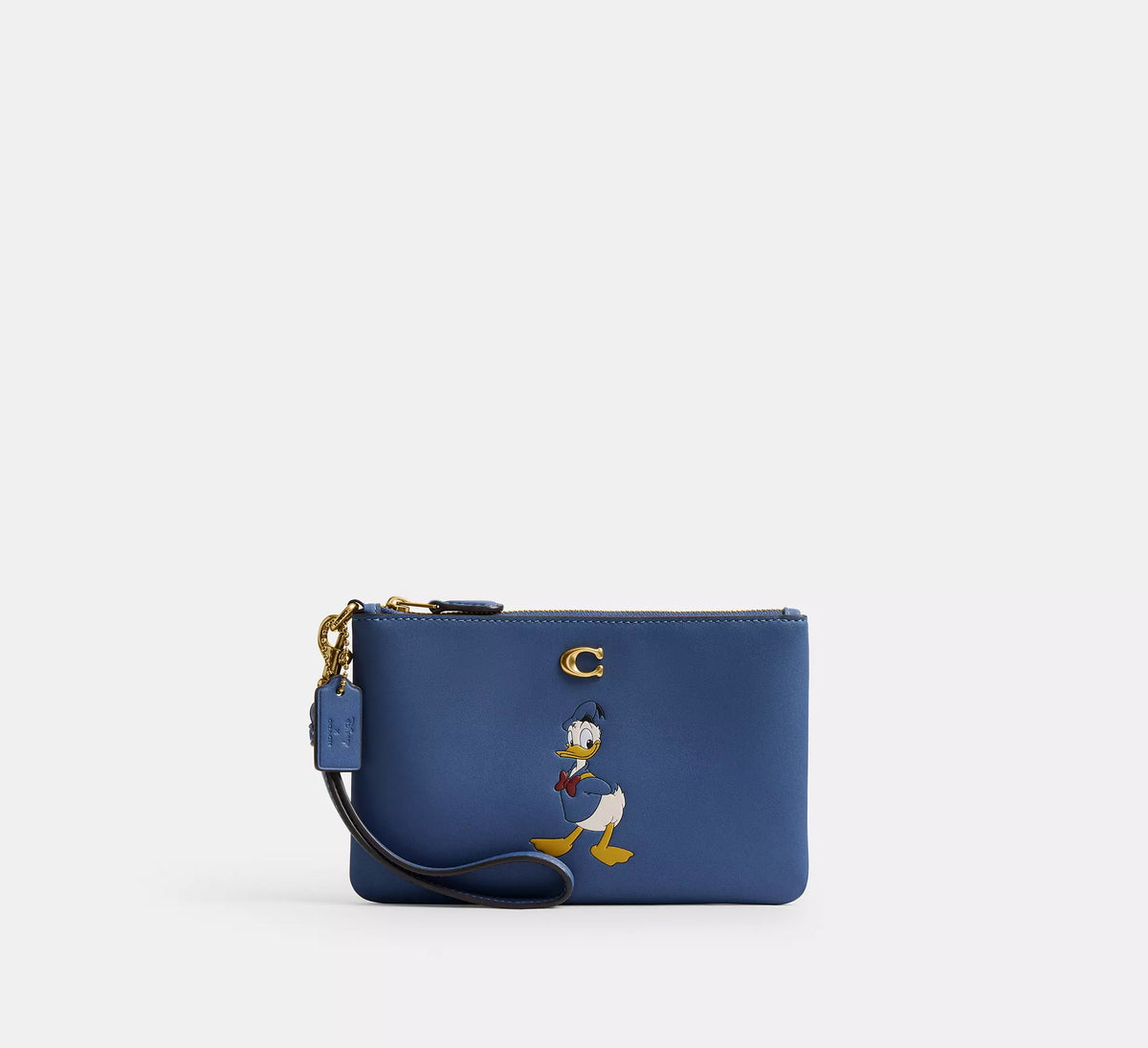Coach Disney X Coach Essential Small Wristlet With Donald Duck  -  Brass/Stone Blue Multi