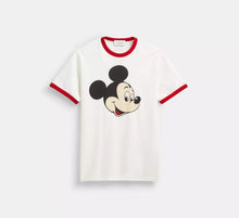 Coach Disney X Coach Mickey Graphic Ringer T-Shirt In Organic Cotton  -   White