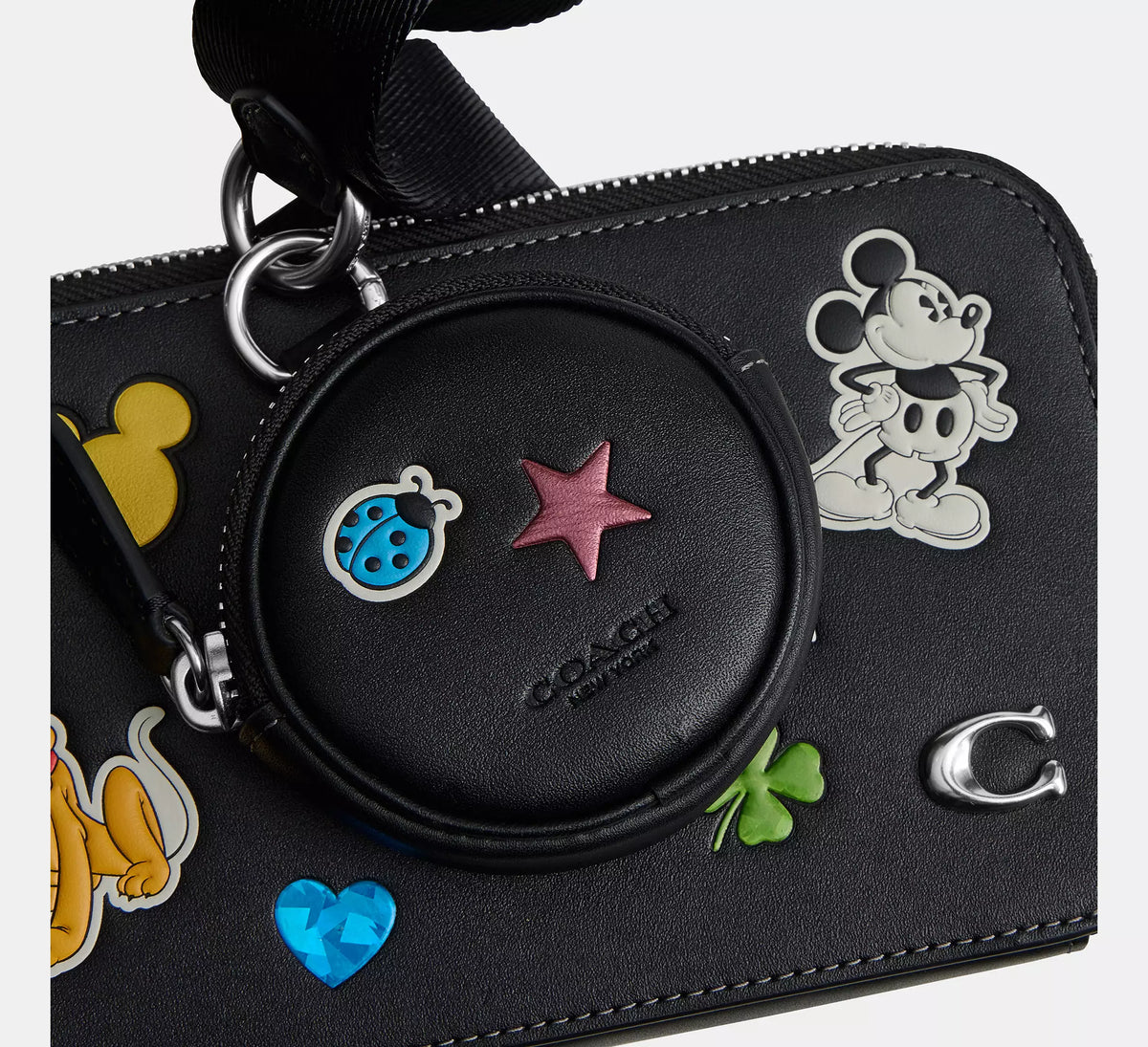 Coach Disney X Coach Charter Slim Crossbody Bag With Sticker Print  -  Black