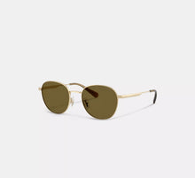 Coach Metal Hangtag Round Sunglasses  - Gold/Green