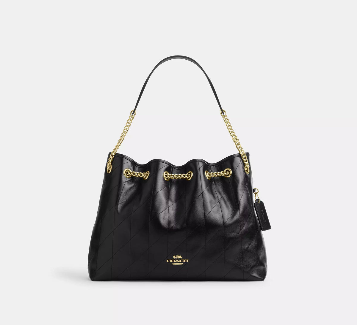 Coach Evelyn Shoulder Bag With Quilting - Gold/Black