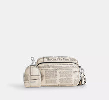 Coach Finlay Crossbody Bag With Newspaper Print - Silver/Chalk Multi