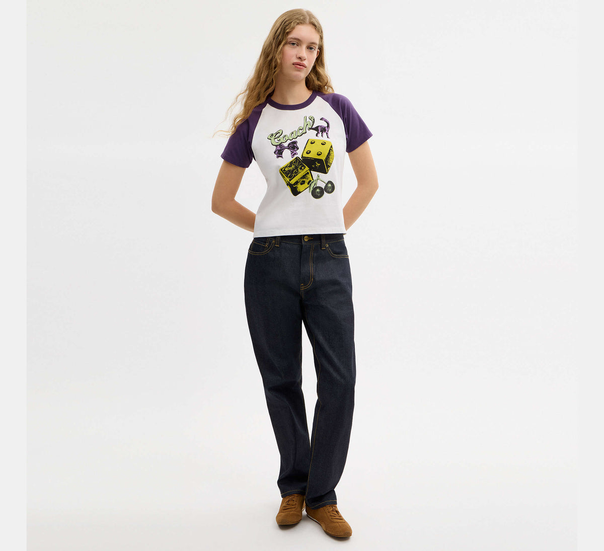 Coach Charms Raglan T-Shirt In Organic Cotton  -  Vintage Ivory Multi