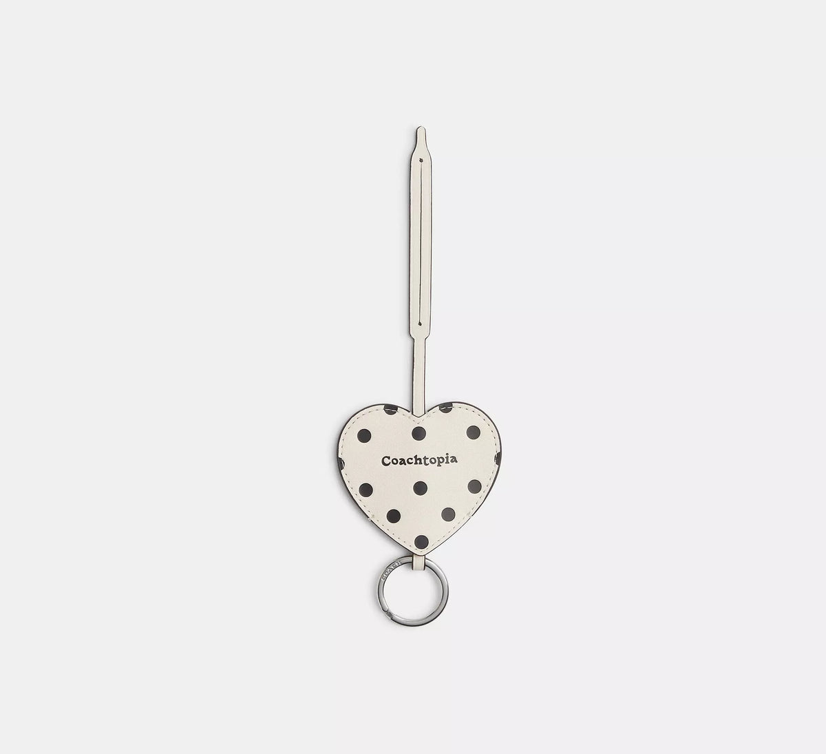 Coach Heart Bag Charm  -  Cream / Black Dot