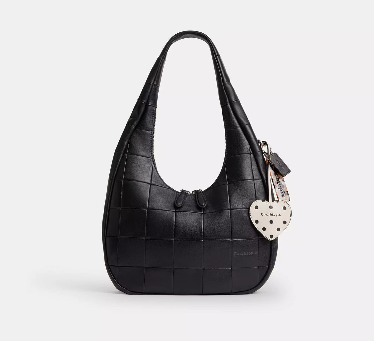 Coach Heart Bag Charm  -  Cream / Black Dot